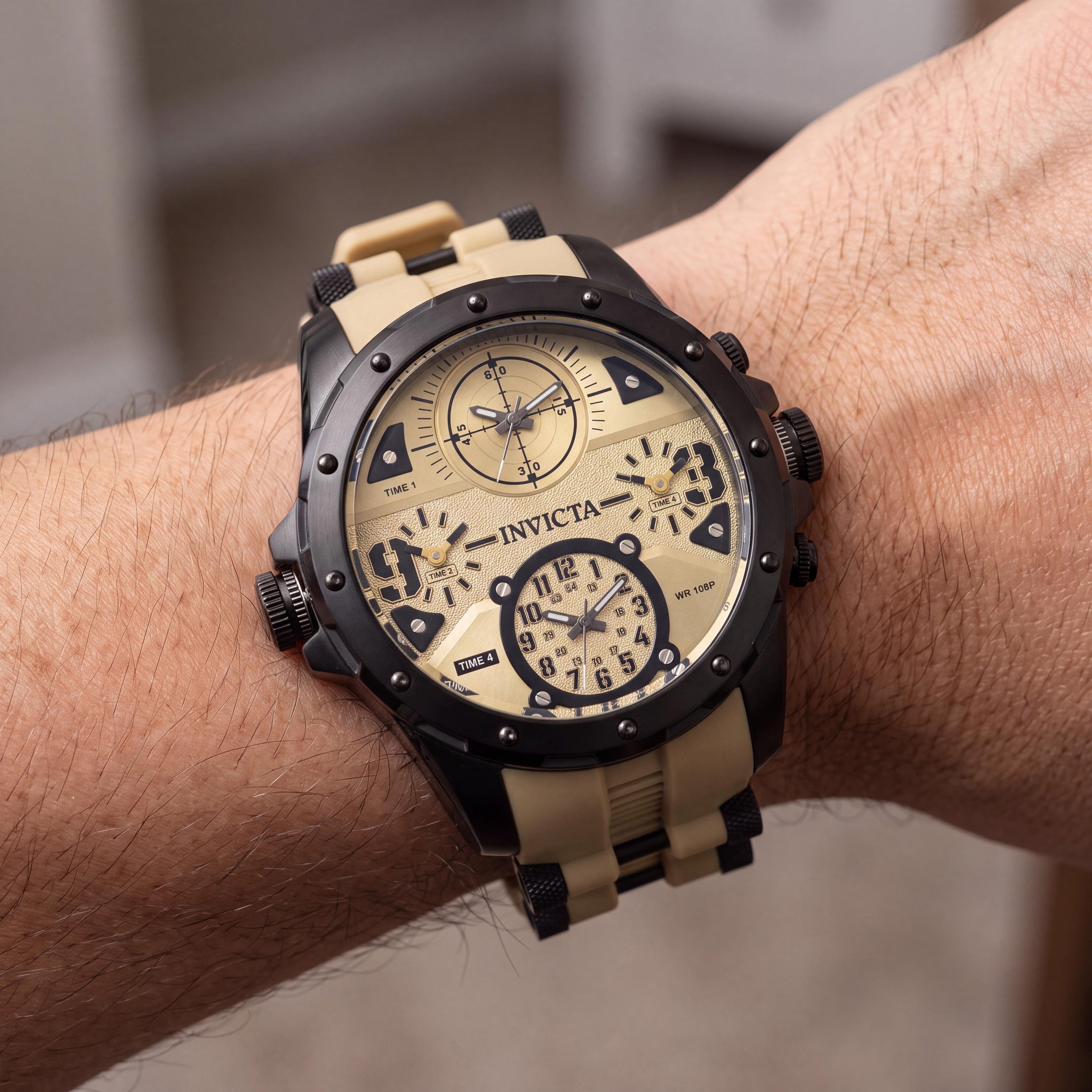 Invicta Coalition Forces 31139 Men's Quartz 50mm Stainless Steel Brown Dial Watch with Tritnite Night Glow, Photo 4