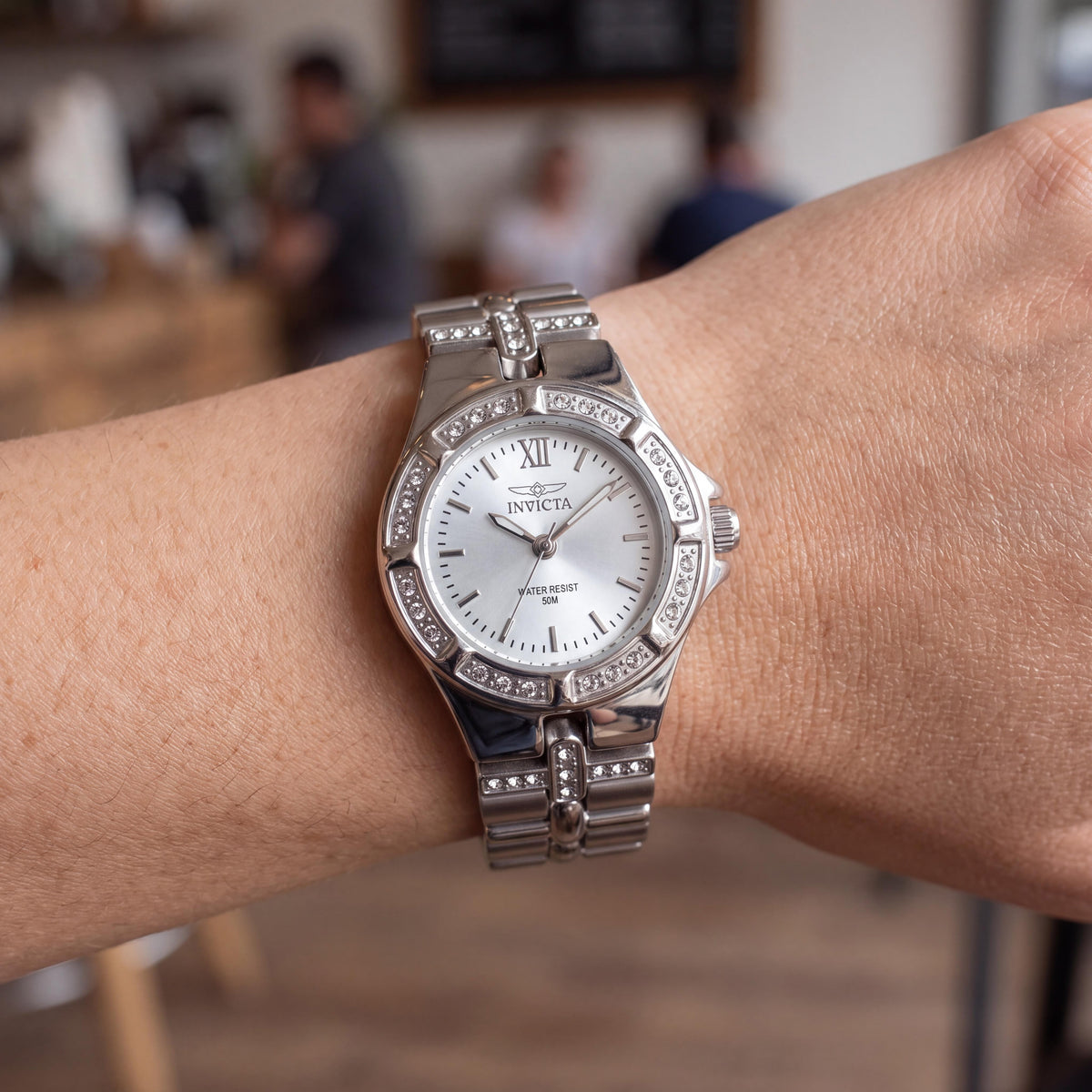 Invicta Women's Bracelet Silver-Tone Stainless Steel Flame Fusion Crystal Quartz Second Hand Water-Resistant 21mm Watch, Photo 4