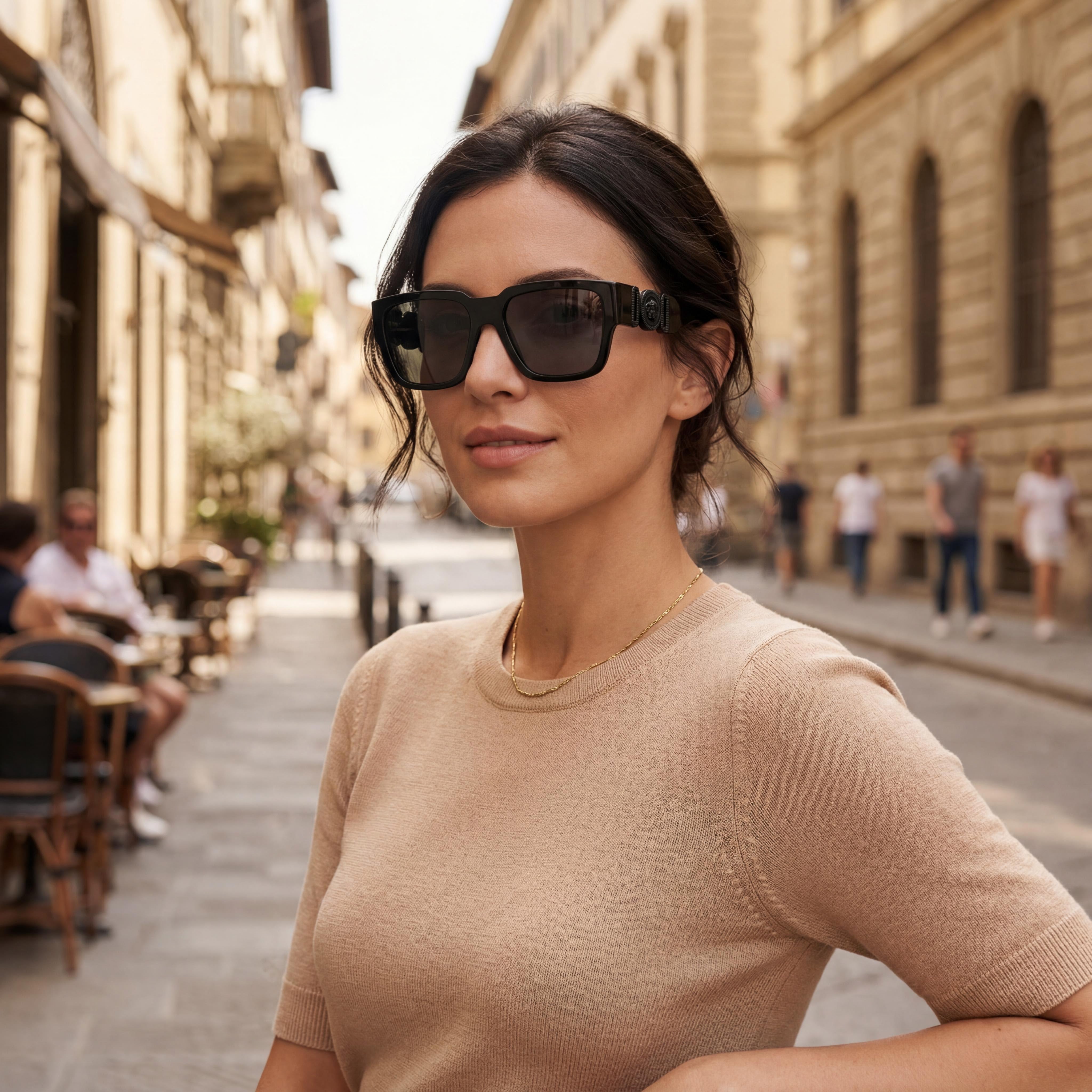 Versace Ve 4483d Unisex Rectangle Full Rim UV Protection Sunglasses Black Dark Grey 57-16-140, Photo 5