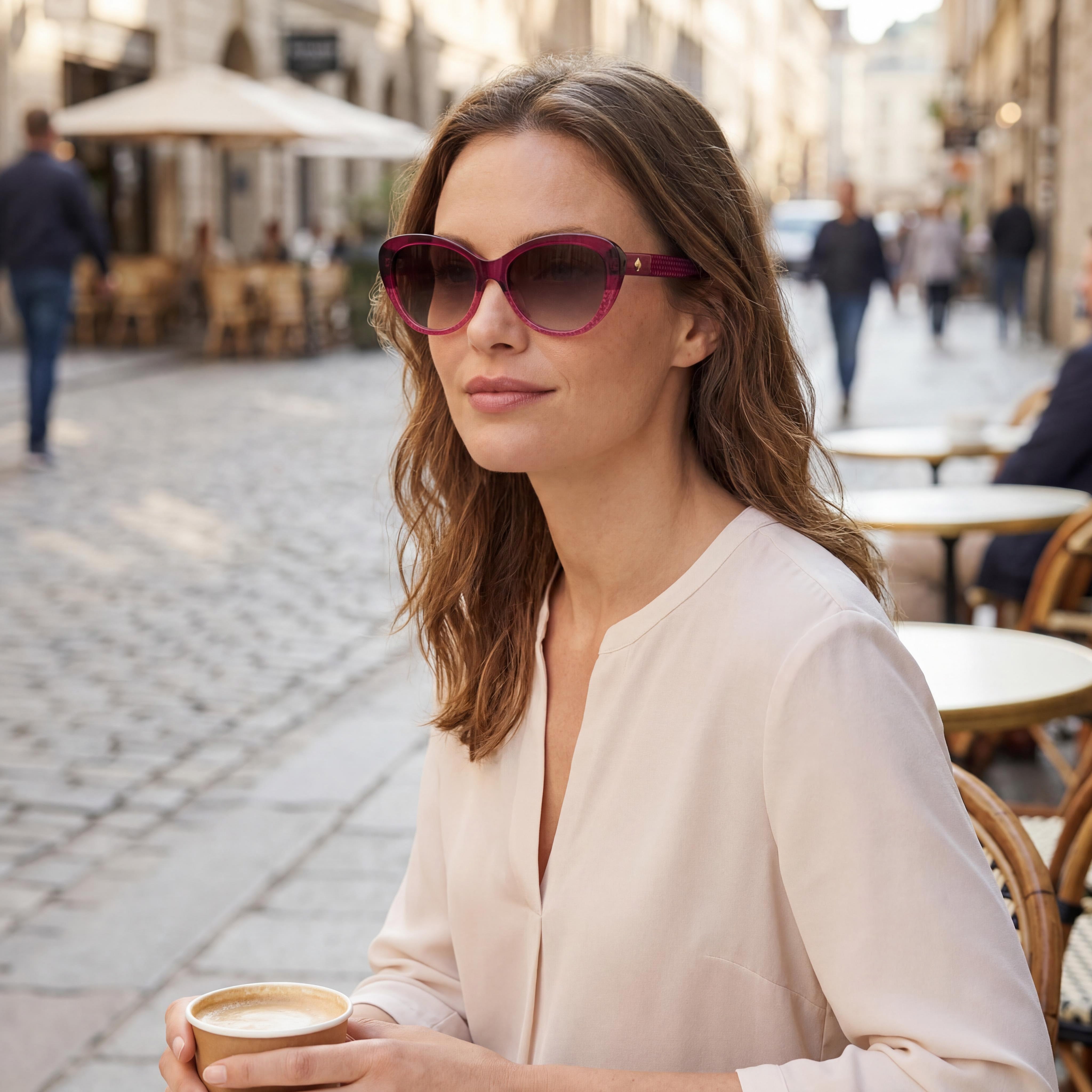 kate spade new york Ks Josi/S Women's Acetate Burgundy Wine Pink Doubleshade Frame Pink Doubleshade Lenses UV Protection 55mm, Photo 6
