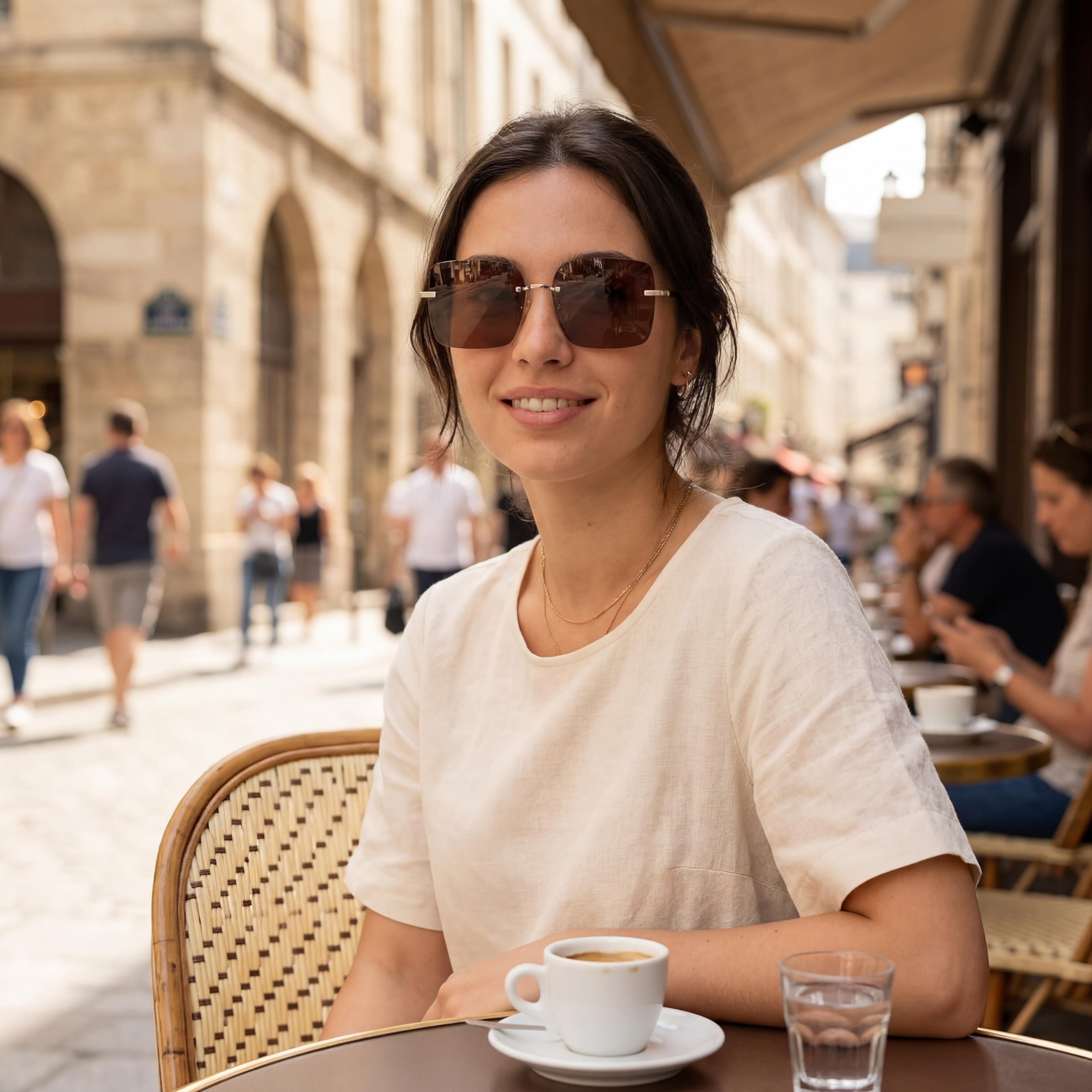 Gafas de sol cuadradas metálicas doradas/marrón para mujer Salvatore Ferragamo Classic SF311S de 60 mm con 100% protección UV, Photo 5