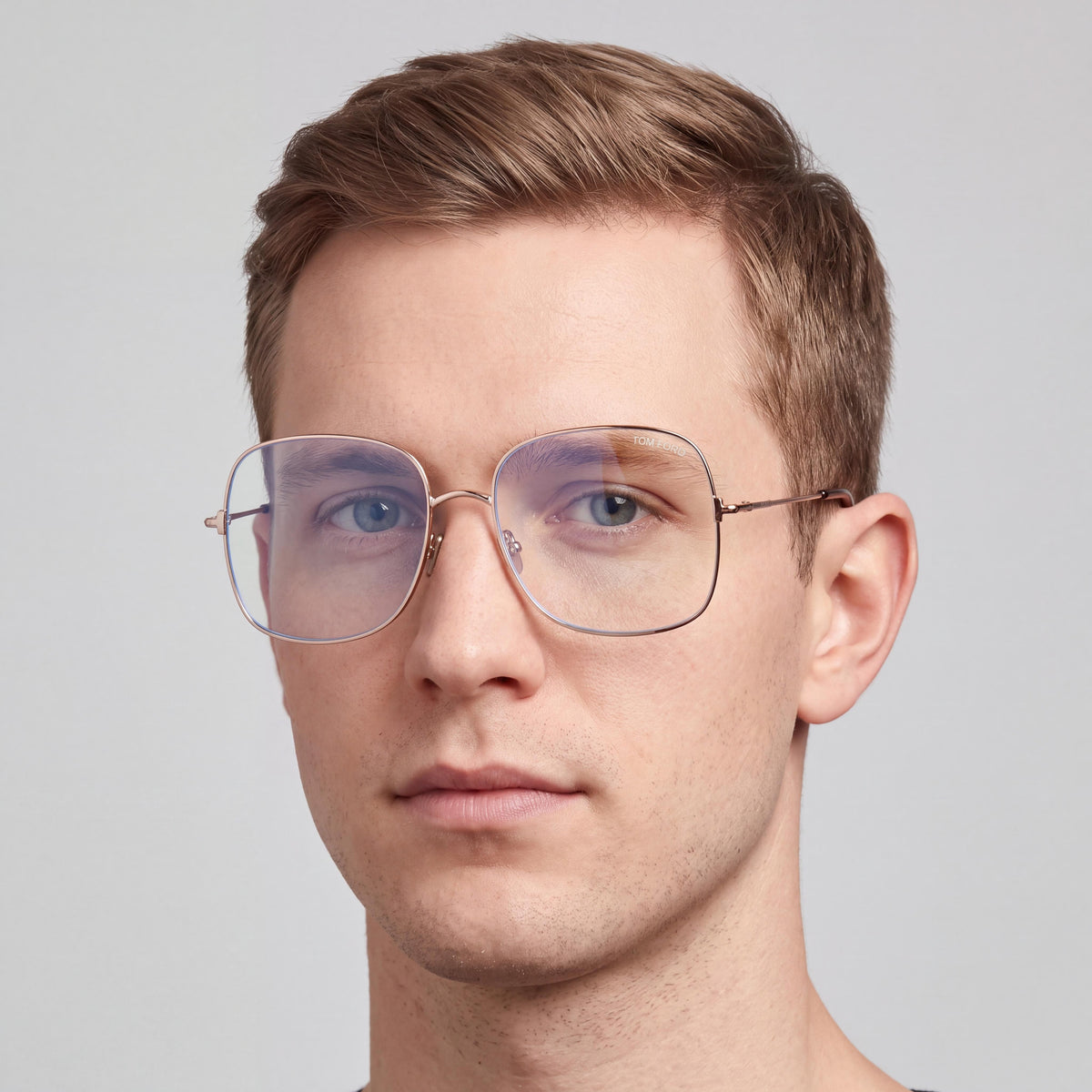 Tom Ford Ft6048-b Men’s Gold Frame Eyewear with Polycarbonate Lenses, Shiny Rose Gold, Size 59-17-140, Photo 3