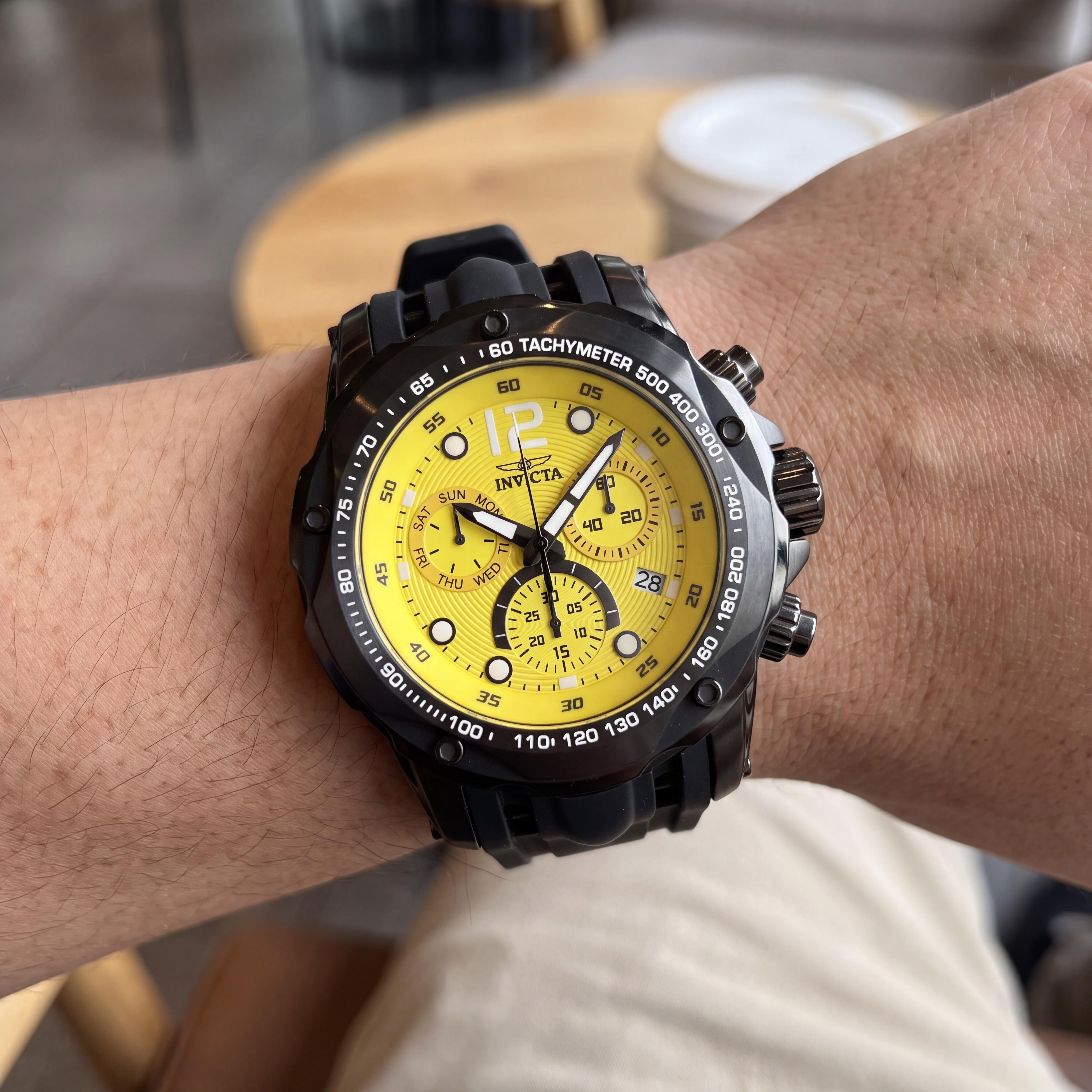Reloj Invicta Speedway 48908 Unisex de acero inoxidable con esfera amarilla de cuarzo de 51 mm, Photo 4