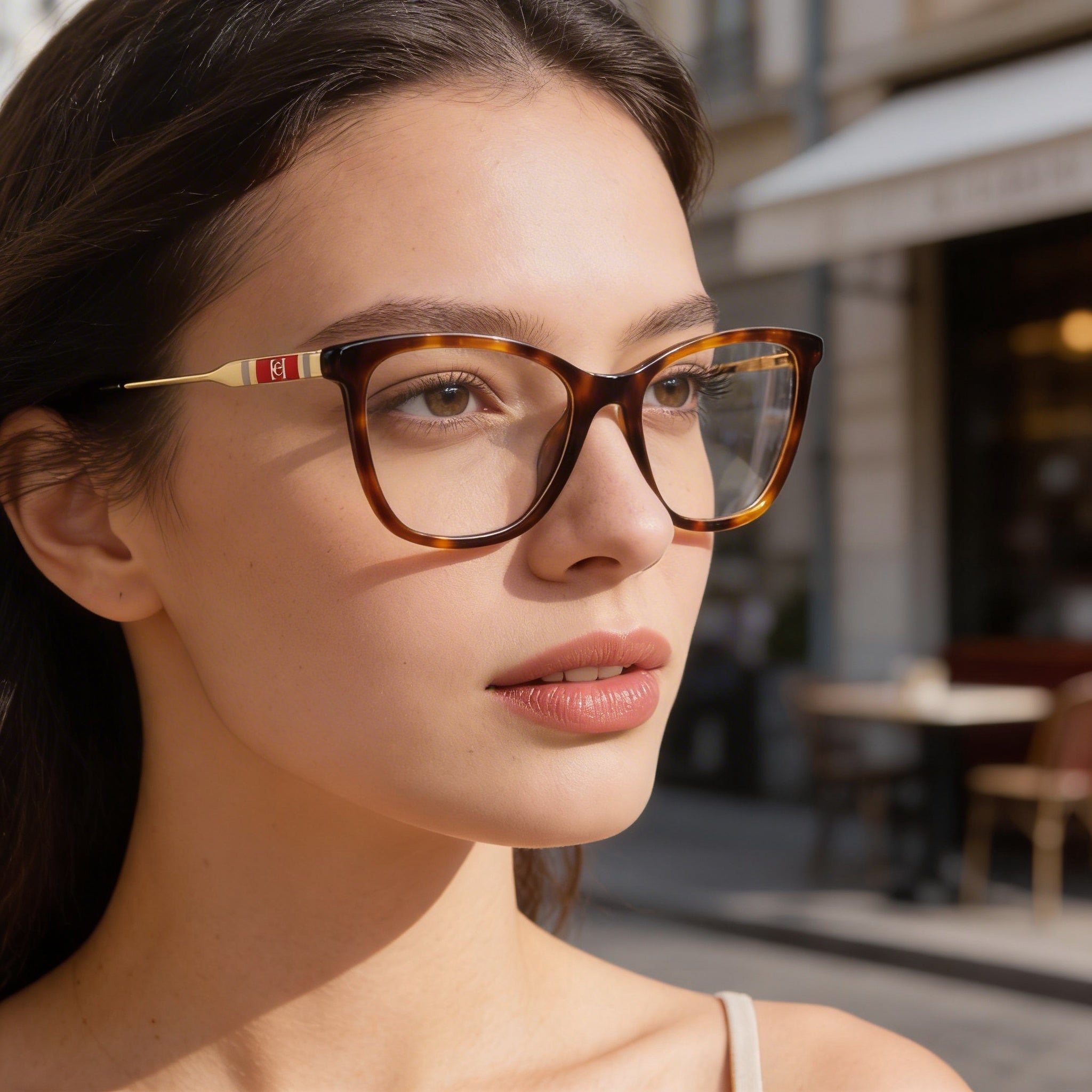 Carolina Herrera Ch 0071 Women's Full Rim Acetate Cat Eye Eyeglasses in Havana, Size 54-18-1206, Photo 4
