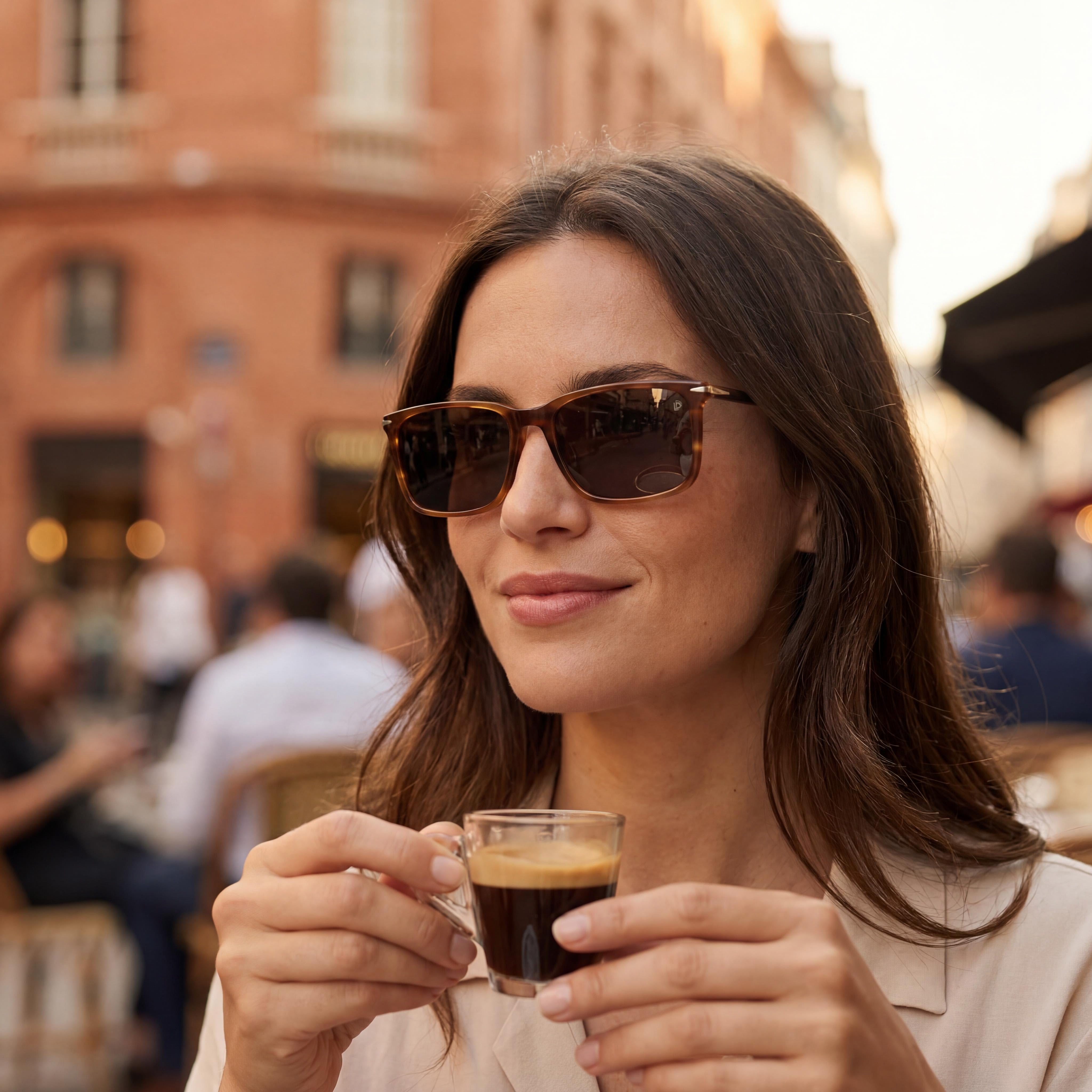 Beckham Classic Women's Sunglasses, Brown Horn Plastic Frame, Polycarbonate Lenses, 58mm Lens Width, Photo 6