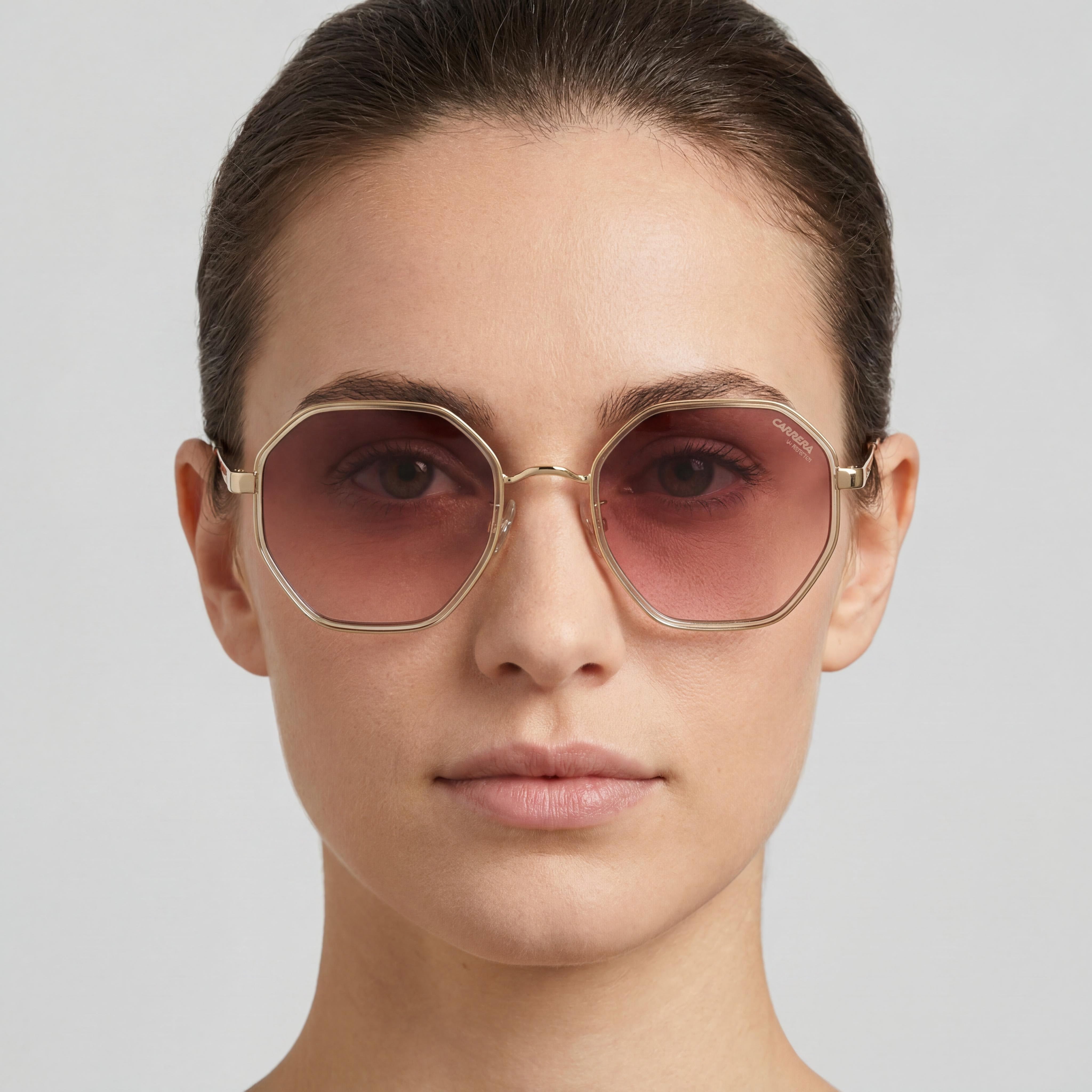 Gafas de sol de metal Carrera Modern para mujer, gris oscuro, montura rosa sombreada marrón y burdeos, UV 400 no polarizadas rosa sombreado burdeos, 53 mm, Photo 4