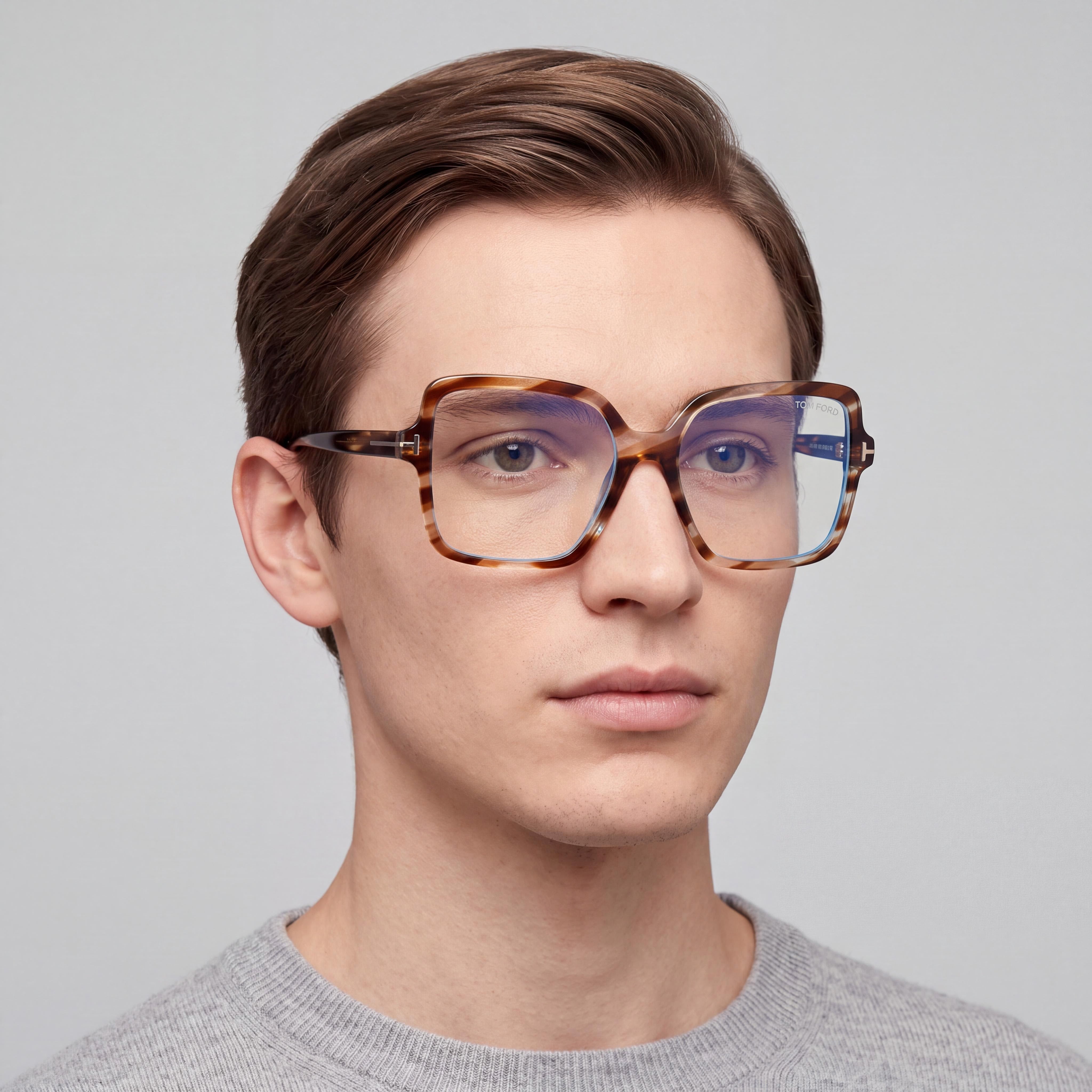 Tom Ford Ft6063-b Unisex Coloured Havana Blue Filter Plastic Frame Black Non- Lenses 56mm, Photo 4