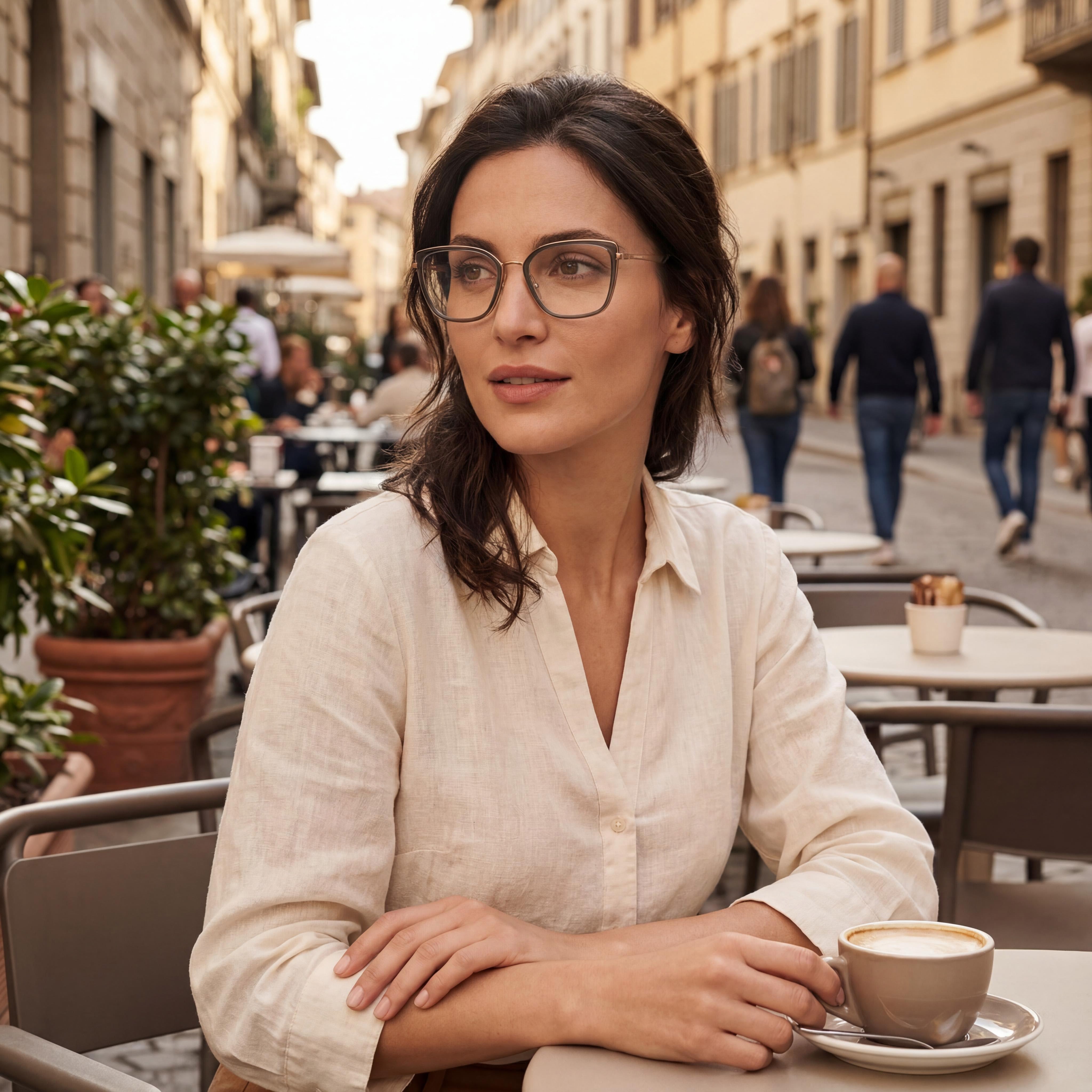 Gafas de prescripción Emporio Armani Ea1152 de metal ojo de gato para mujer, oro rosa brillante y gris, 50-17-140, Photo 5