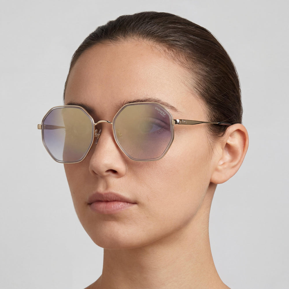 Gafas de sol unisex casuales Carrera 3029/S de metal gris no polarizadas, lentes espejo dorado degradado gris, 53 mm, 100% protección UV