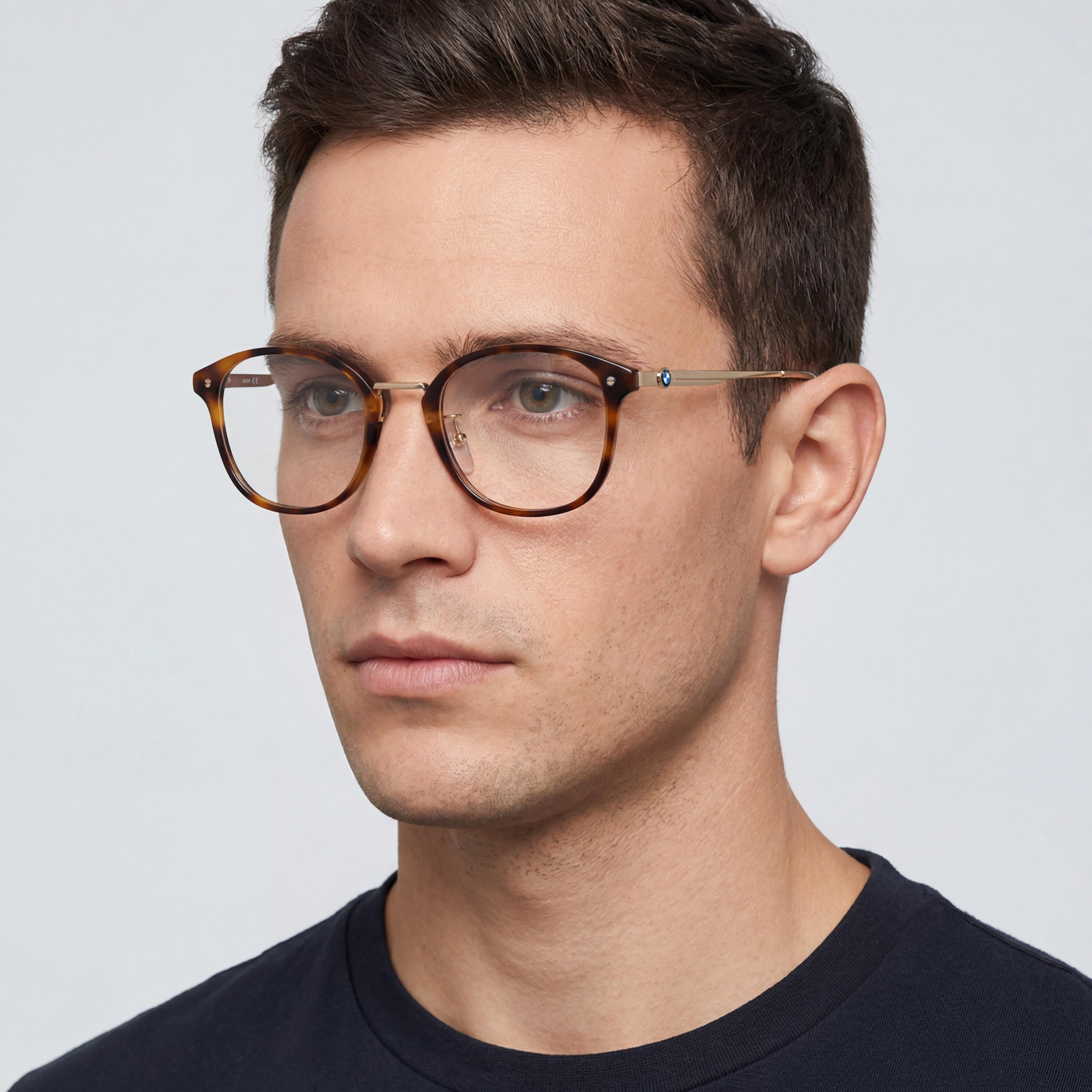 Gafas BMW Bw5013 para hombre con montura de plástico color Havana oscuro, lentes de 53 mm, puente de 21 mm y patillas de 145 mm., Photo 3