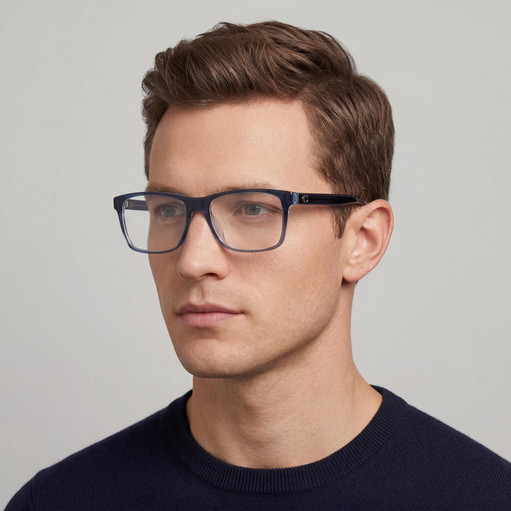 Coach Hc6213u Universal Fit Men's Plastic Rectangular Eyeglass Frames Dark Blue/Light Blue 57mm