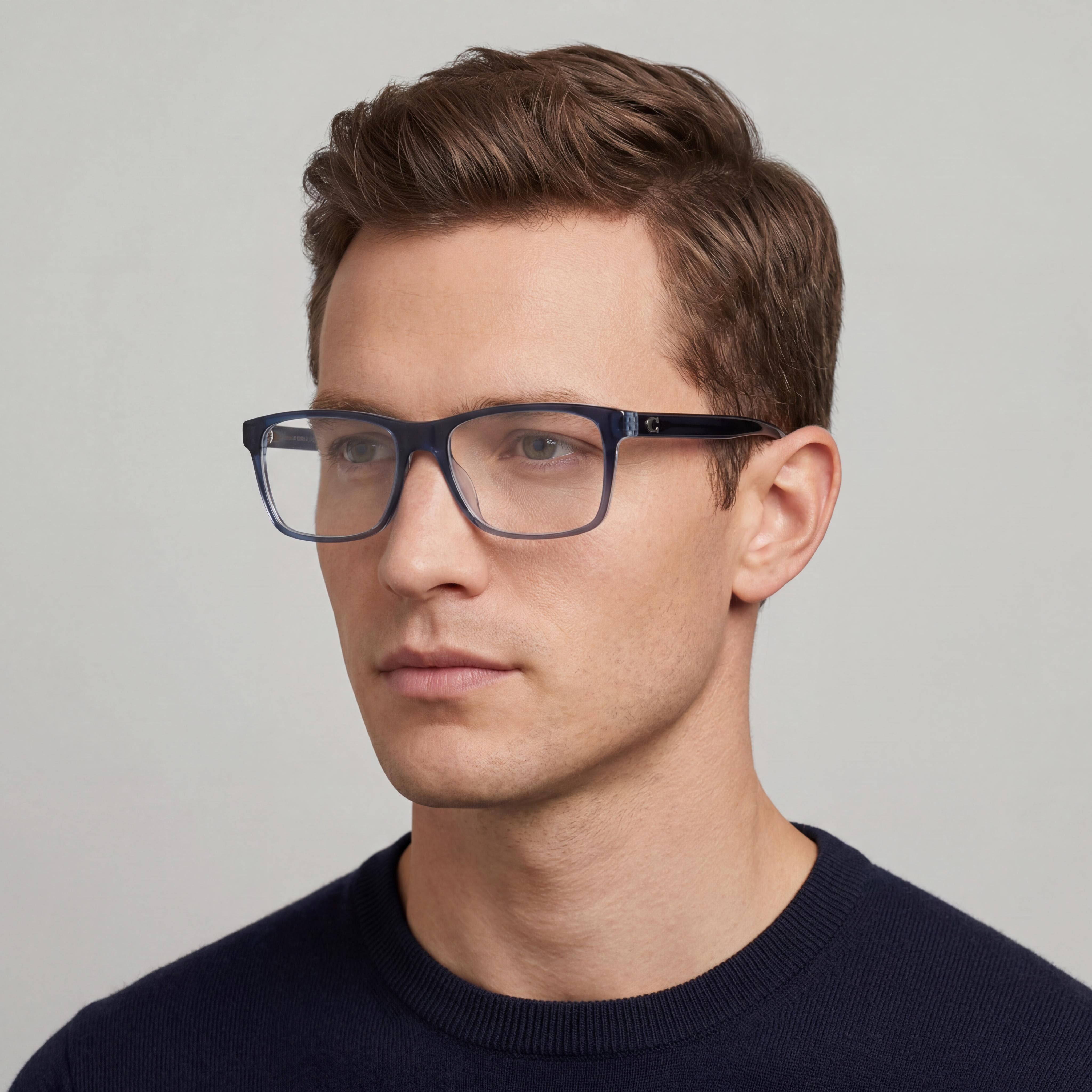 Monturas de Gafas Rectangulares de Plástico para Hombre Coach Hc6213u de Ajuste Universal Azul Oscuro/Azul Claro 57mm, Photo 3