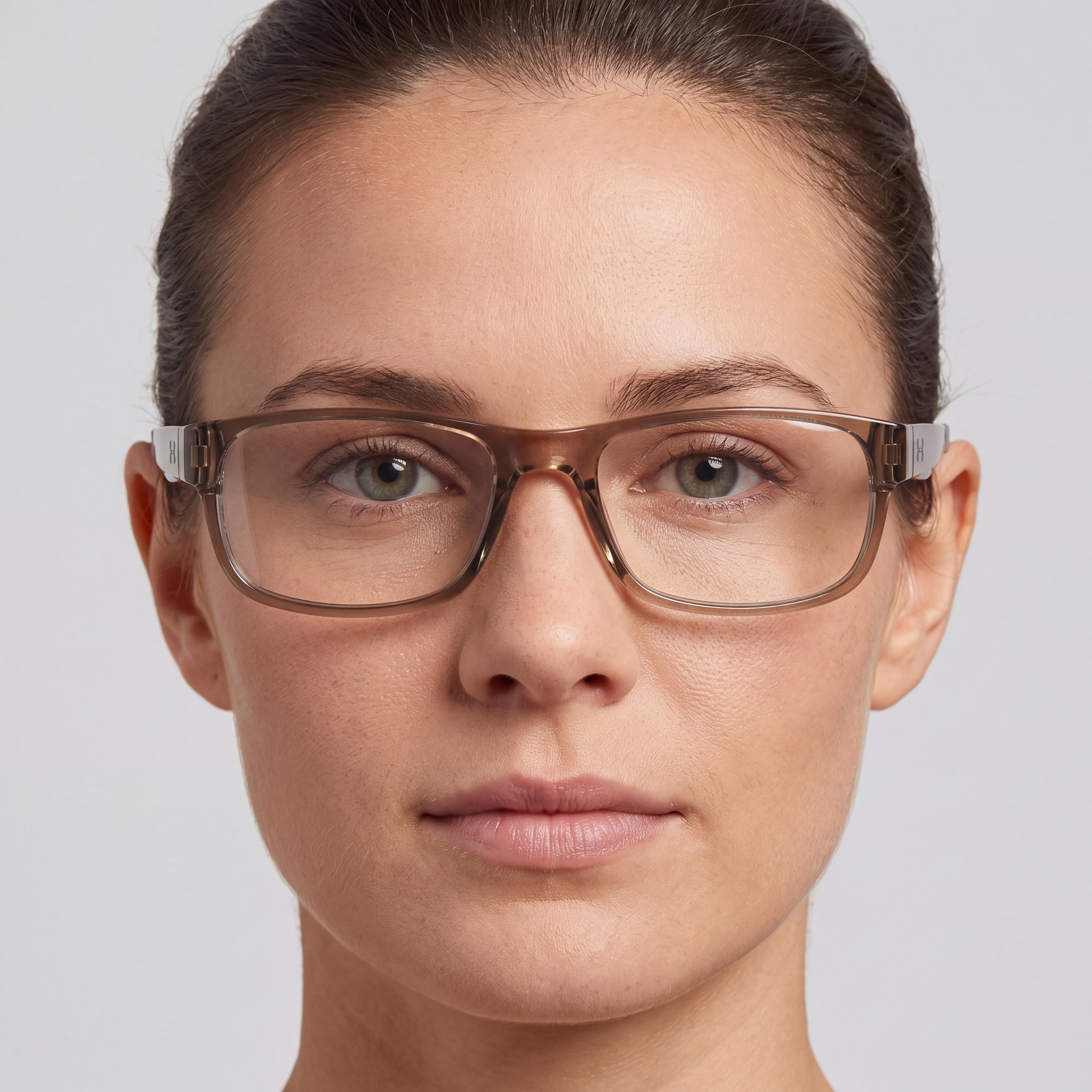 Gafas de sol clásicas Under Armour para mujer, montura de poliamida, lentes de policarbonato transparente, beige cristal 55/17/145, Photo 4