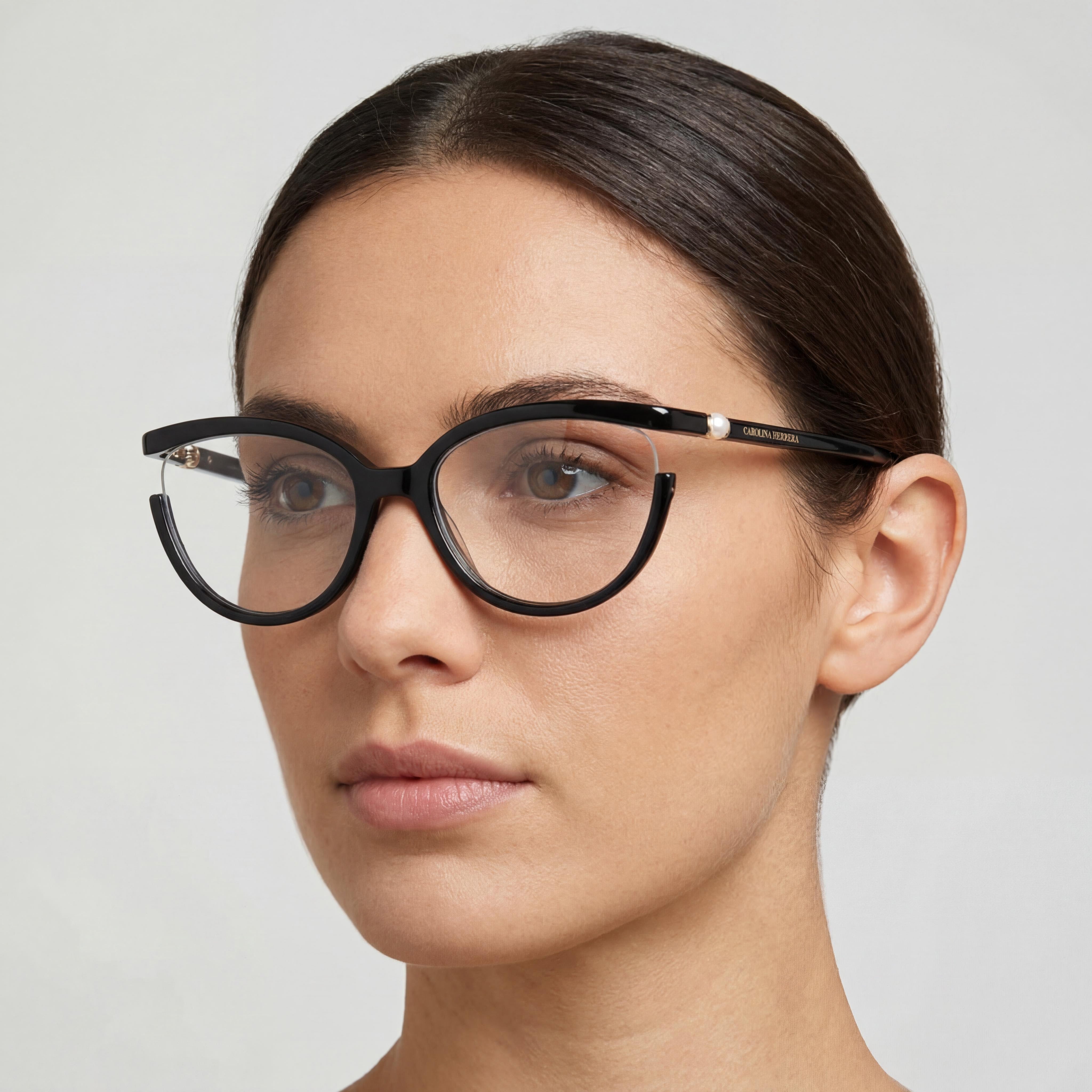 Carolina Herrera Casual Women's Transparent Black Polyamide Frame Eyewear with Black Lenses 55-18-140mm, Photo 5