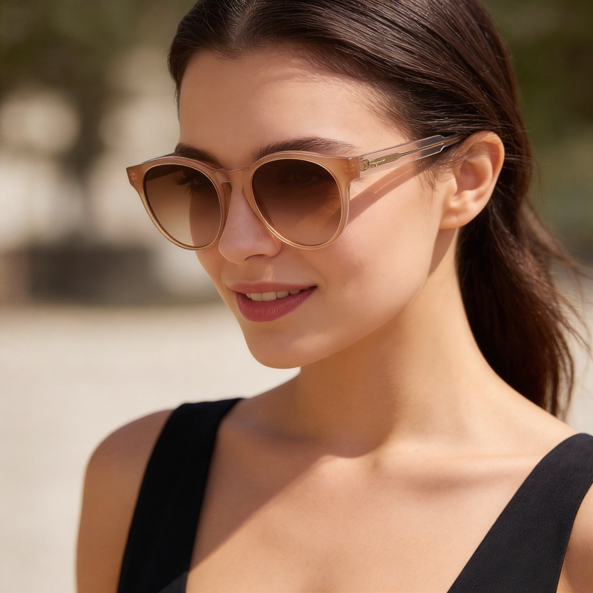 Gafas de sol Salvatore Ferragamo SF1068S Teacup para mujer, de plástico color arena con cristales, sin polarizar, 100% protección UV, 52 mm, Photo 5
