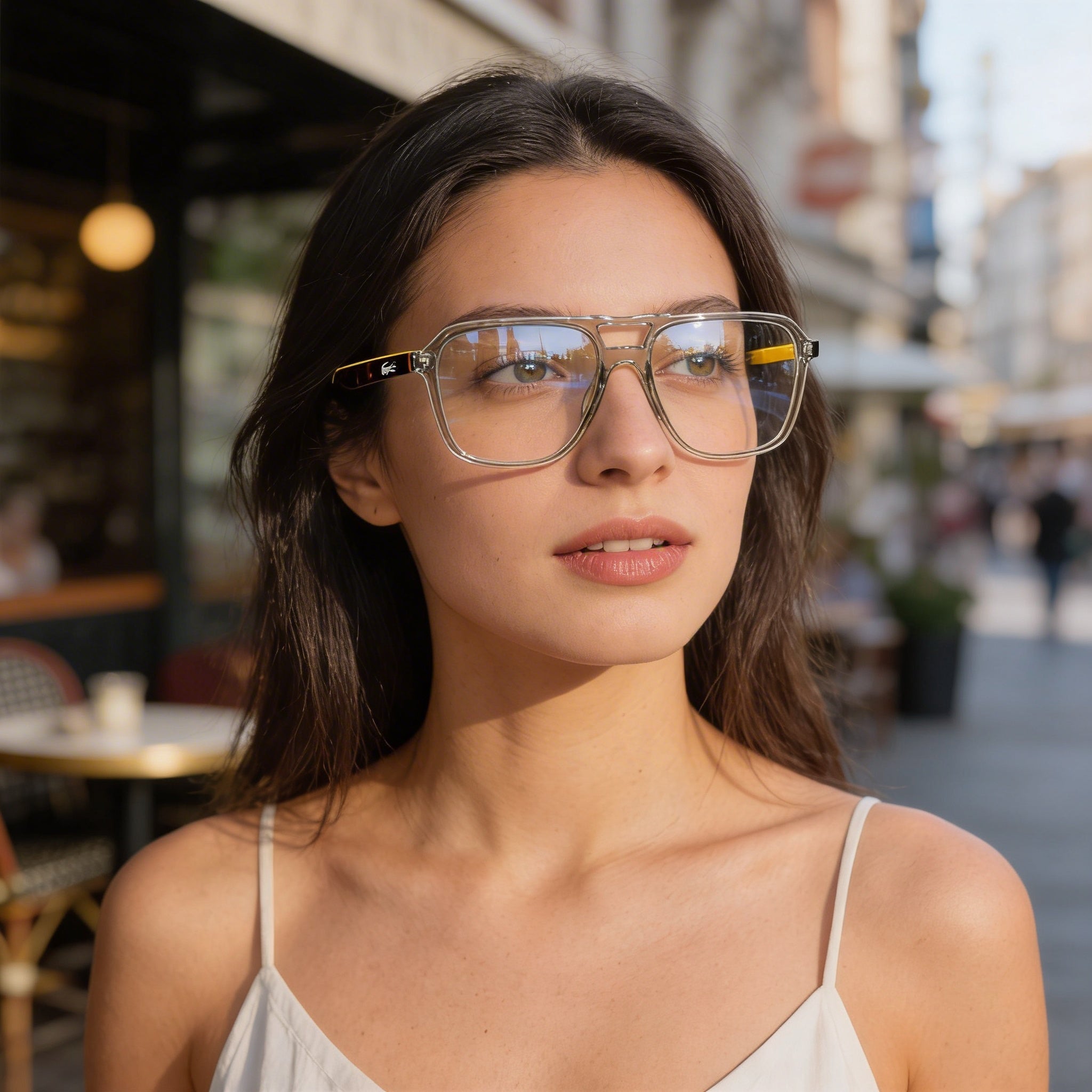 Lacoste Casual Unisex Transparent Grey Acetate Eyeglasses with Transparent Lenses 58mm, Photo 5