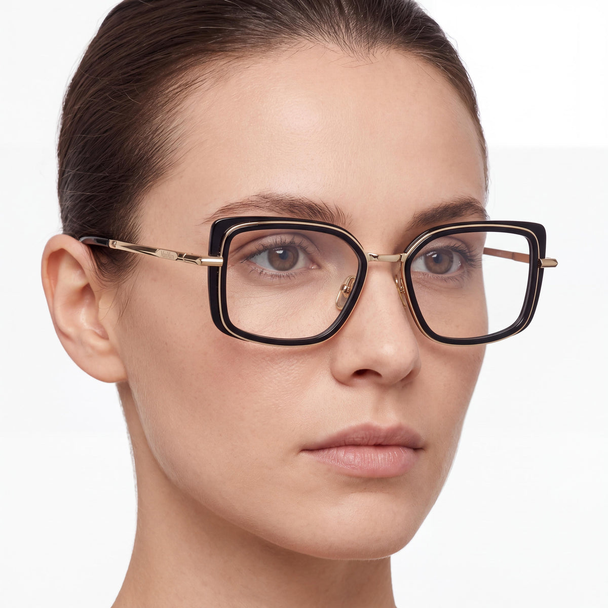 MaxMara MODERNO Women's Acetate Black Deep Gold Eyeglasses 53mm, Photo 4