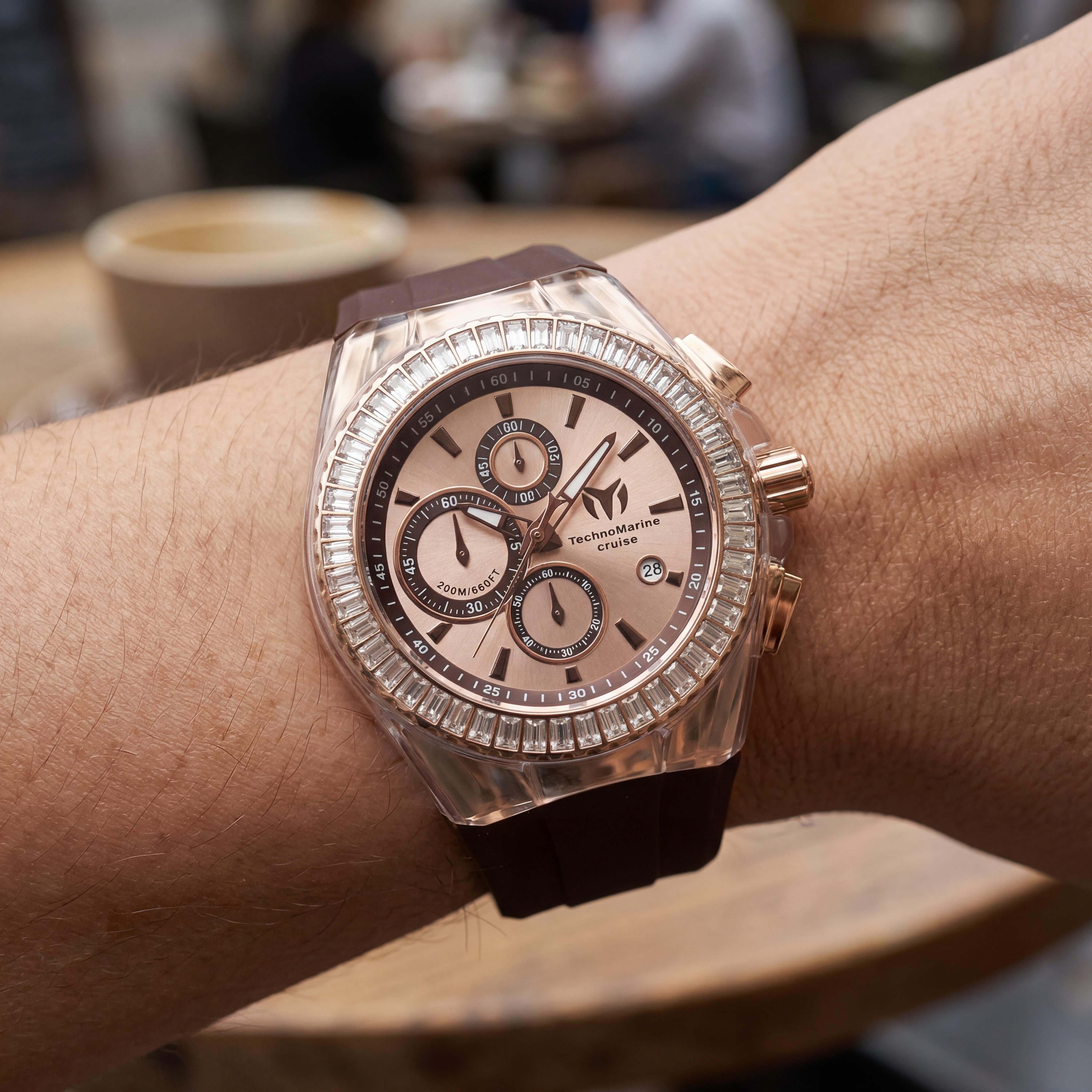 Reloj de Cuarzo Cronógrafo Unisex Technomarine Cruise TM-121166 45mm Correa de Silicona Oro Rosa Resistente al Agua 200m, Photo 4