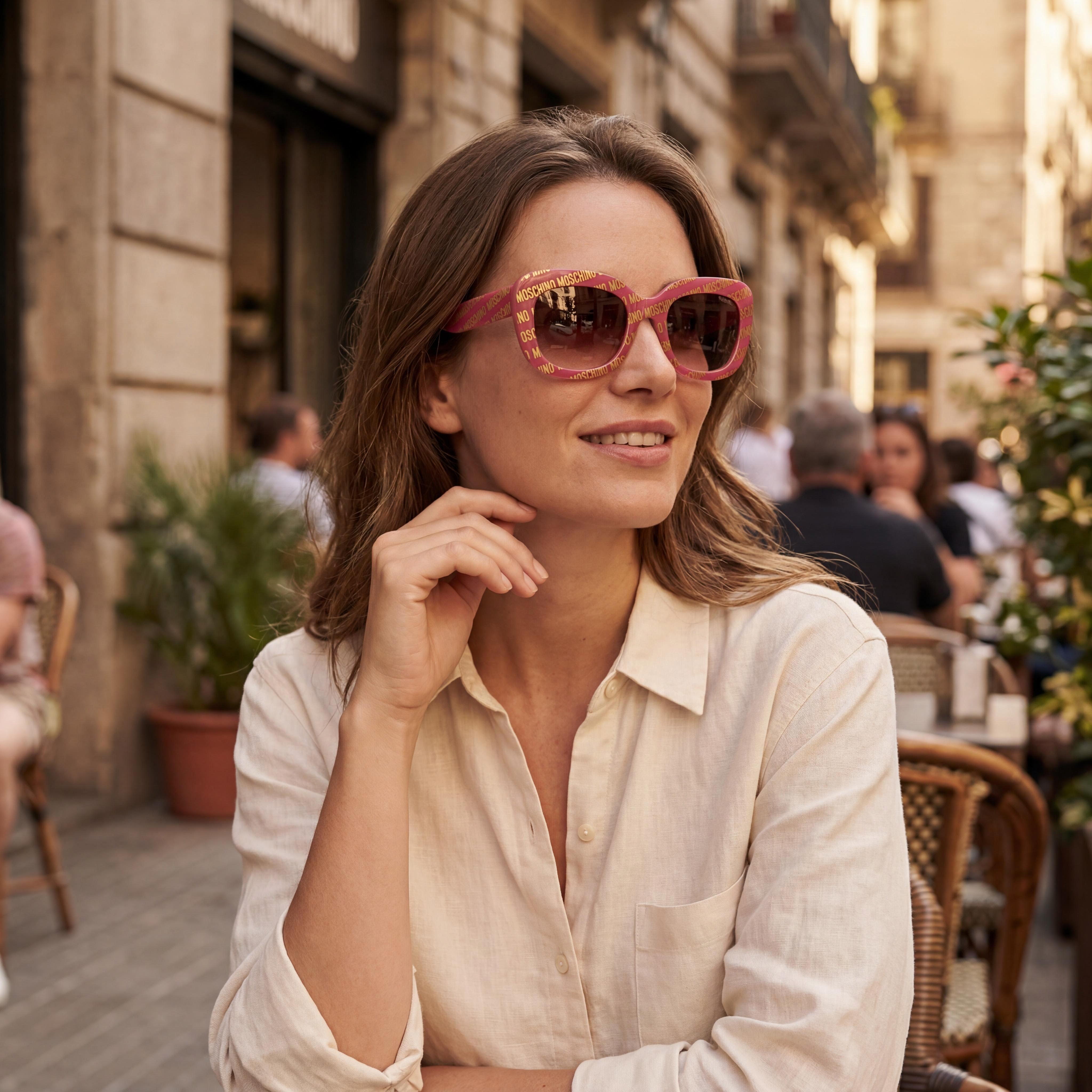 Moschino Classic Women's Acetate UV Protected Sunglasses Fuchsia Pink Pattern Pink Gradient 53mm, Photo 6