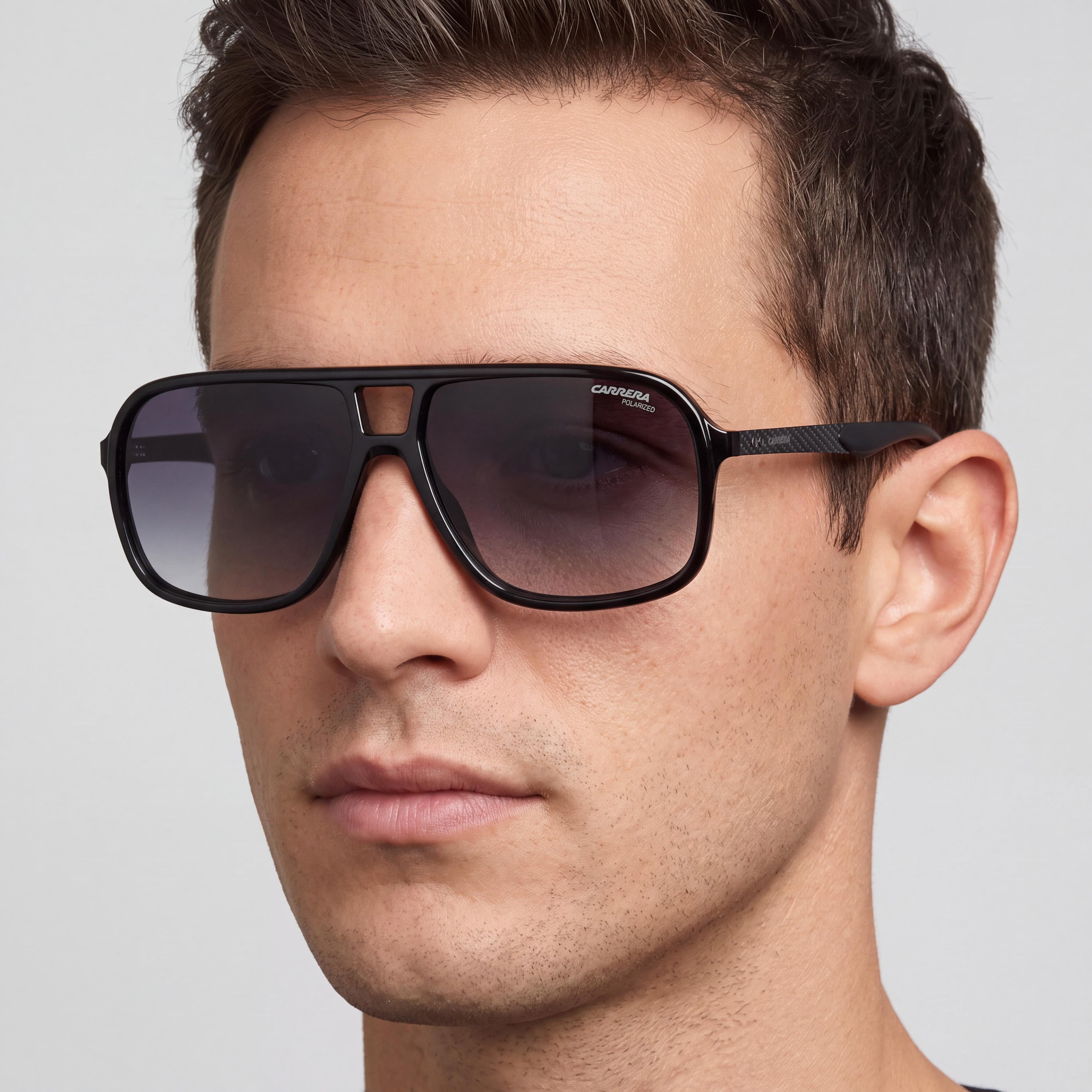 Carrera CARRERA 8035/S Men's Black Navigator Polyamide Sunglasses, Dark Grey Shaded Non-Polarized UV Protection Lenses 61mm, Photo 5