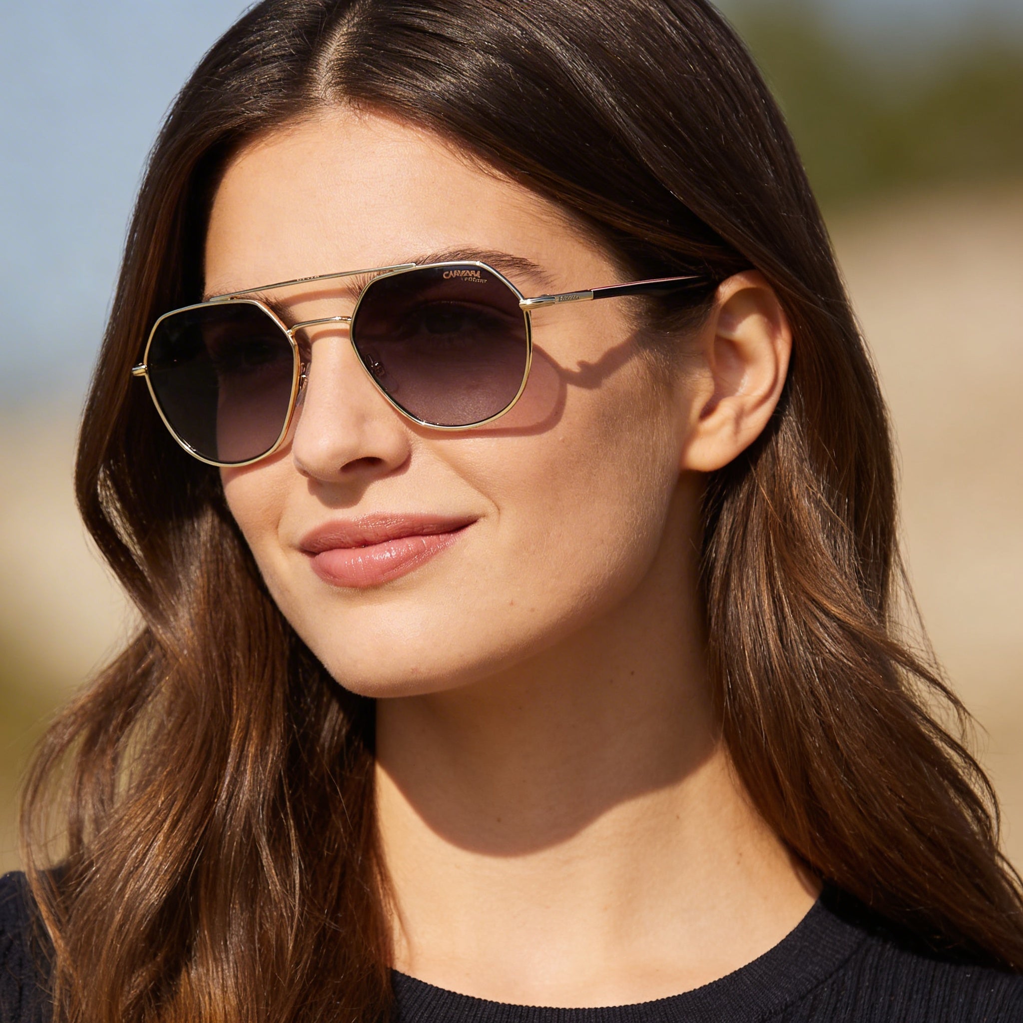 Gafas de sol unisex modernas Carrera 303/s de acero inoxidable, con rayas doradas y negras, protección UV, 53 mm, Photo 6