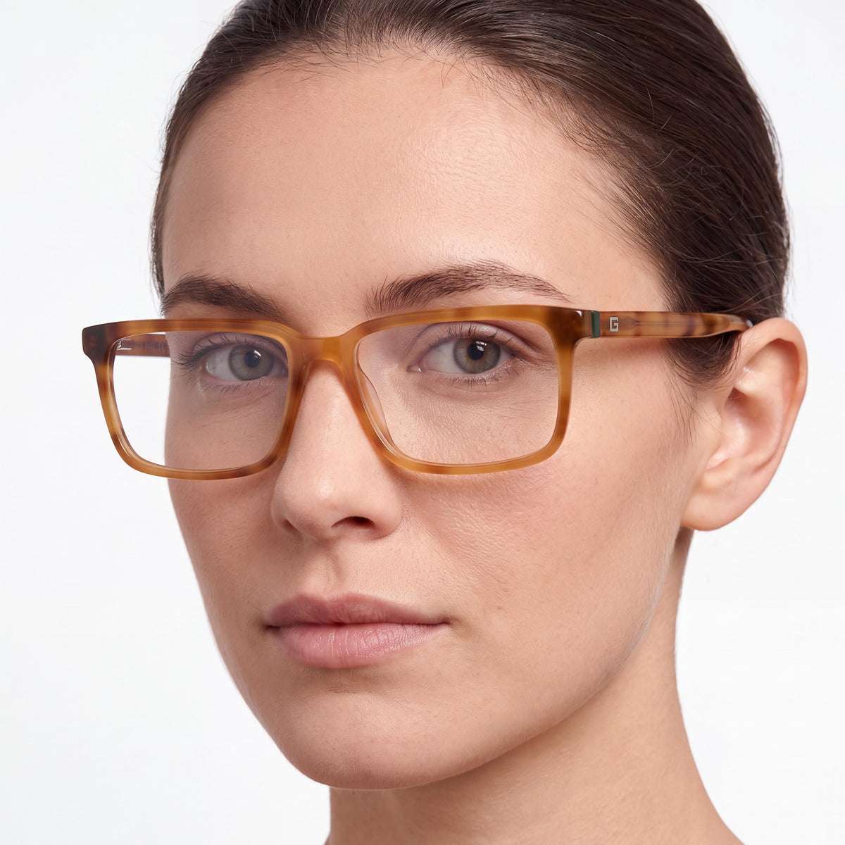 GUESS GU50068 Gafas Rectangulares de Plástico Havana Rubio para Mujer, Armazones de 52mm, Photo 5