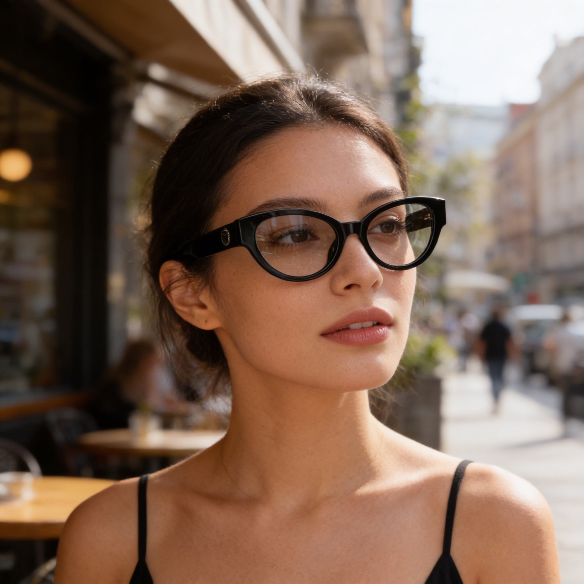Gafas Versace Ve 3361u para mujer, montura de acetato negro con lentes transparentes, 51 mm de ancho de lente, Photo 4