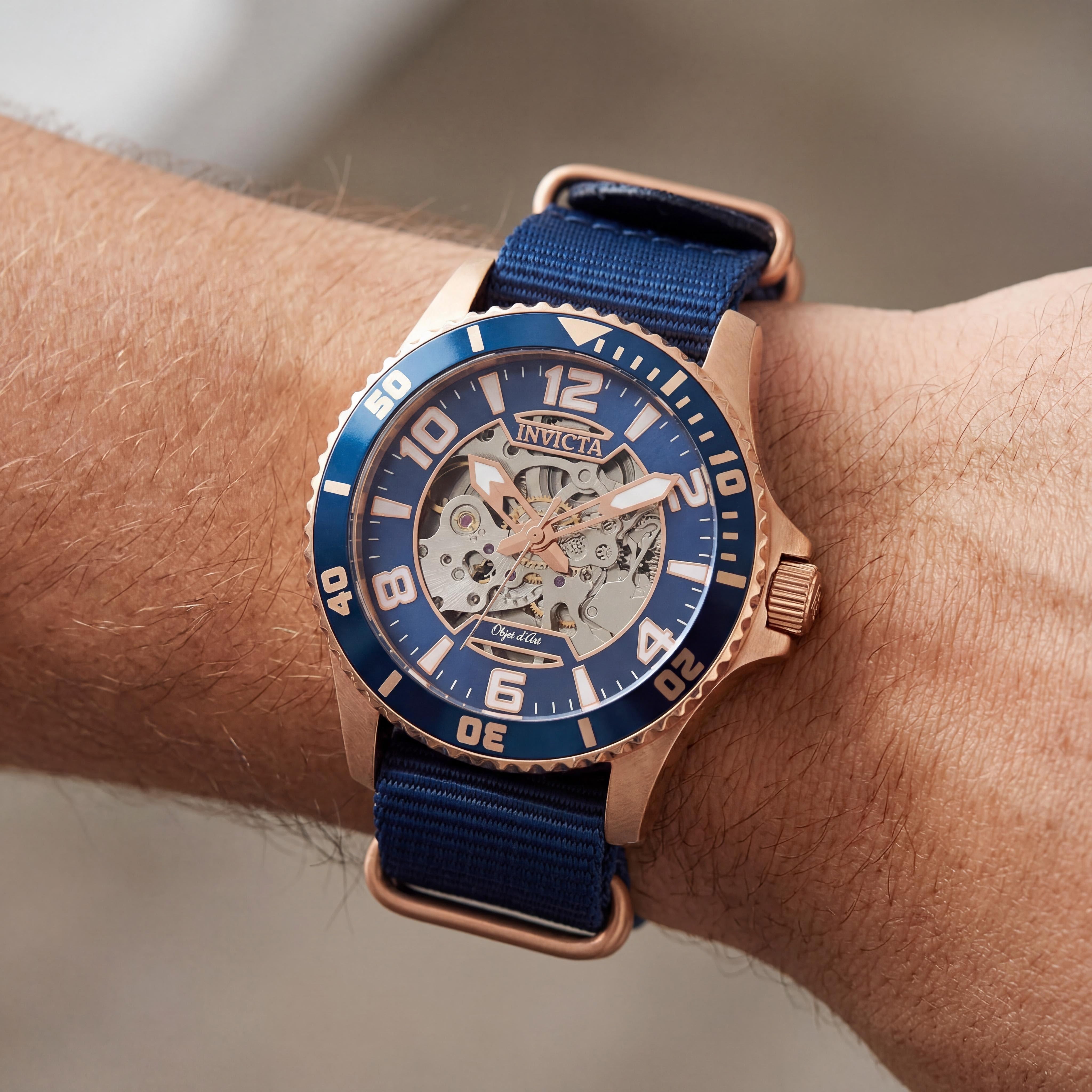 Invicta 27592 Reloj automático para hombre, dorado/azul, 42mm, Photo 3