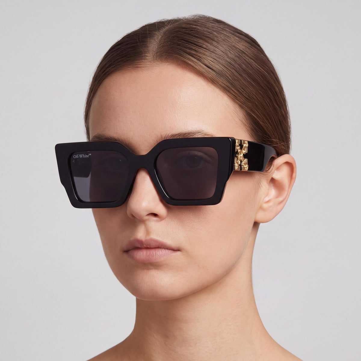 Off-White Catalina Women's Modern Style Acetate UV Protection Sunglasses in Black Dark Grey, Size 51-20-145mm, Photo 3