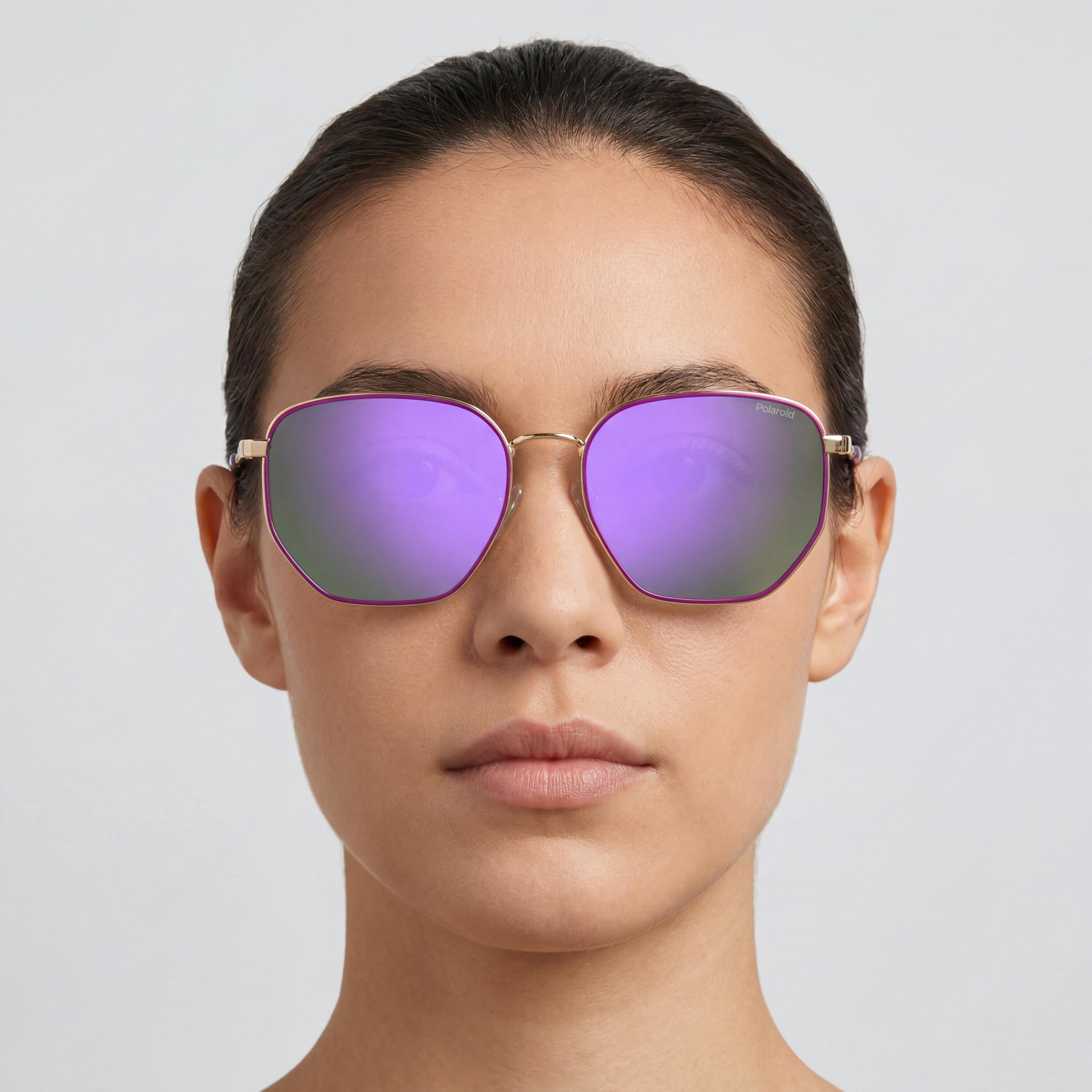 Polaroid PLD 6214/S/X Casual Unisex Dorado Púrpura Armazón de Acero Inoxidable Violeta Espejo Polarizado Protección UV Gafas de Sol de 56mm, Photo 5
