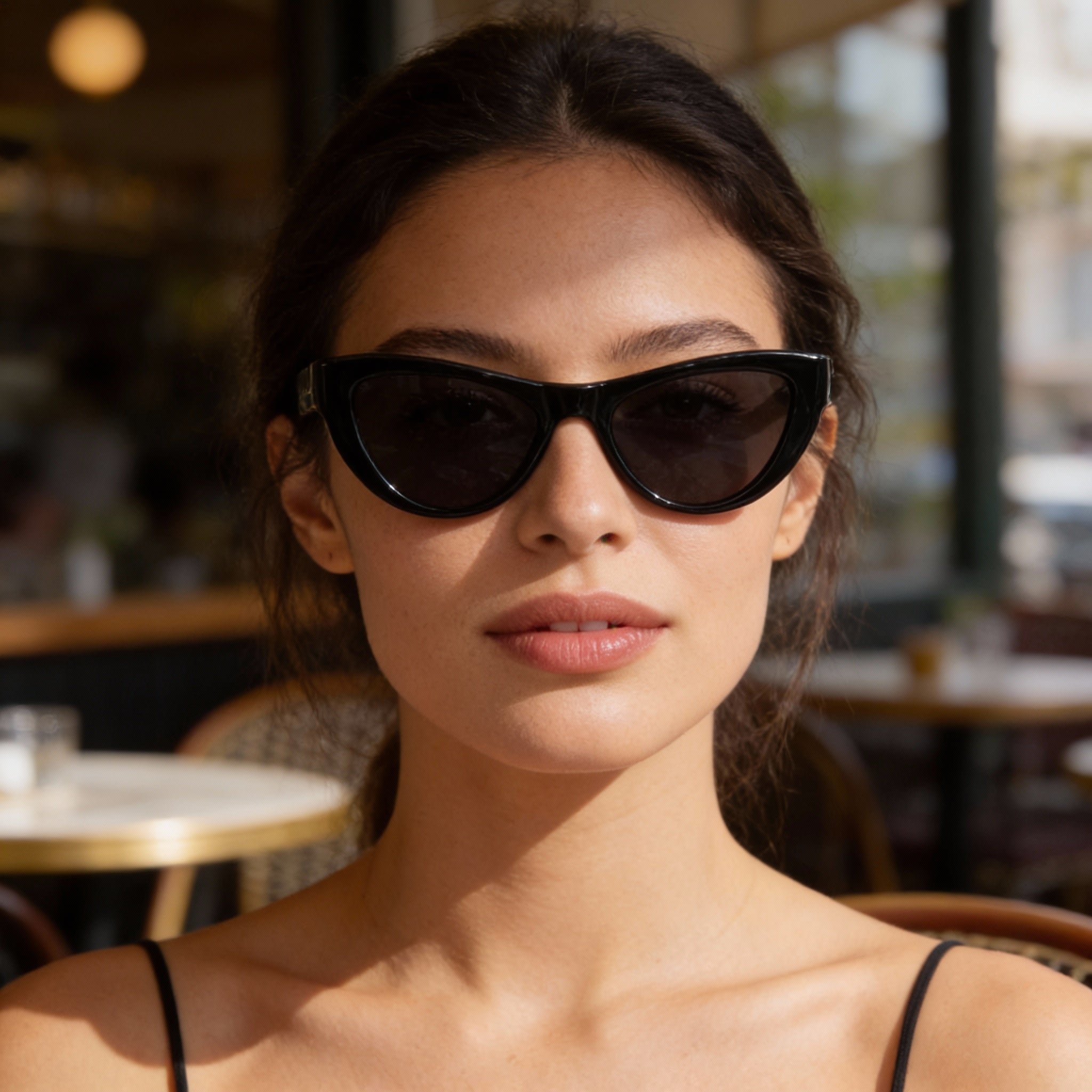 Gafas de sol Yves Saint Laurent SL 676 Cat Eye para mujer, montura de inyección negra con lentes negras, 53 mm, Photo 5