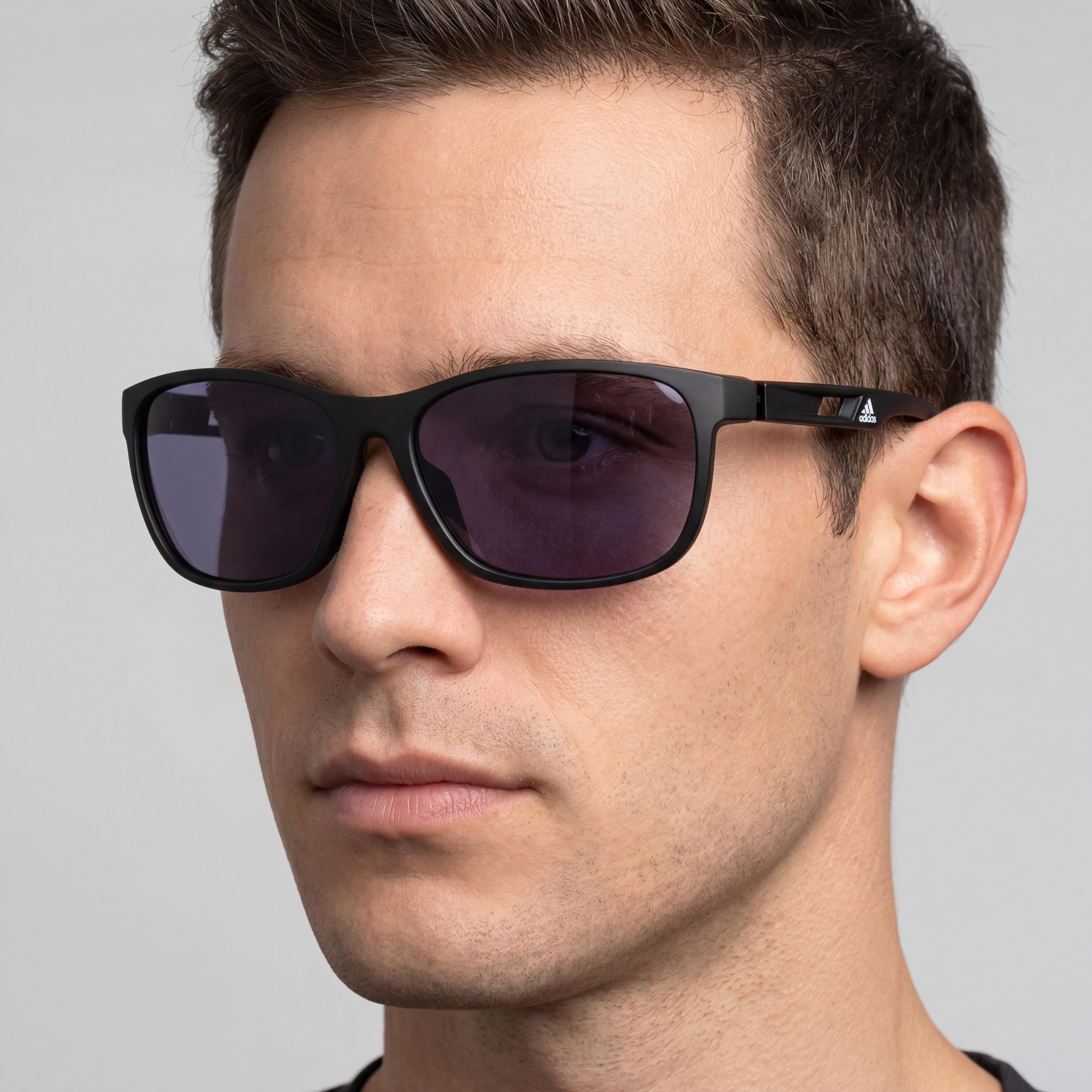 adidas Contemporary Men's Matte Black Plastic Frame Smoke Polycarbonate UV Protection Sunglasses 62mm, Photo 5