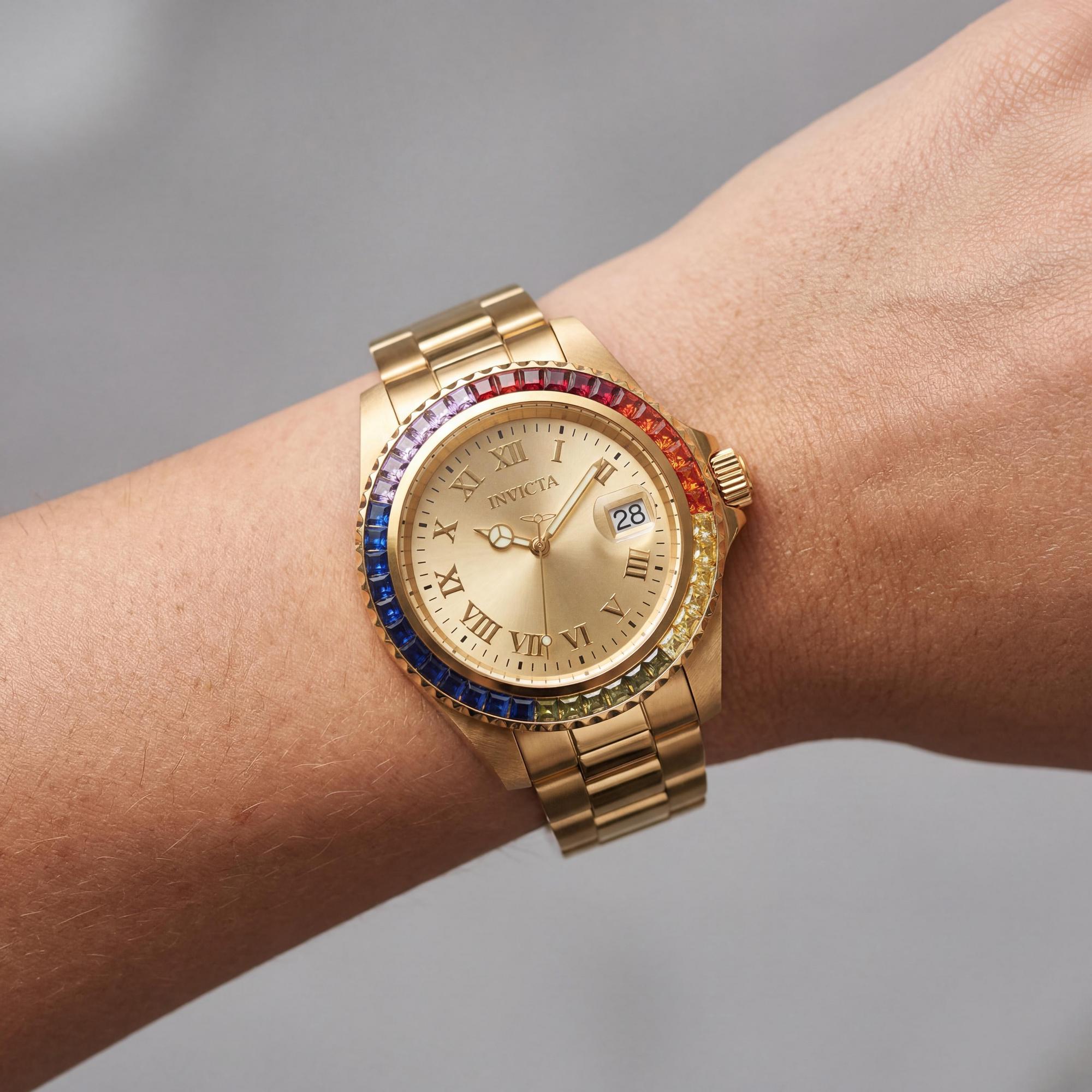 Invicta Angel 20022 Women's Multicolored Gold-Plated Stainless Steel Quartz Bracelet Watch 200m 40mm, Photo 3