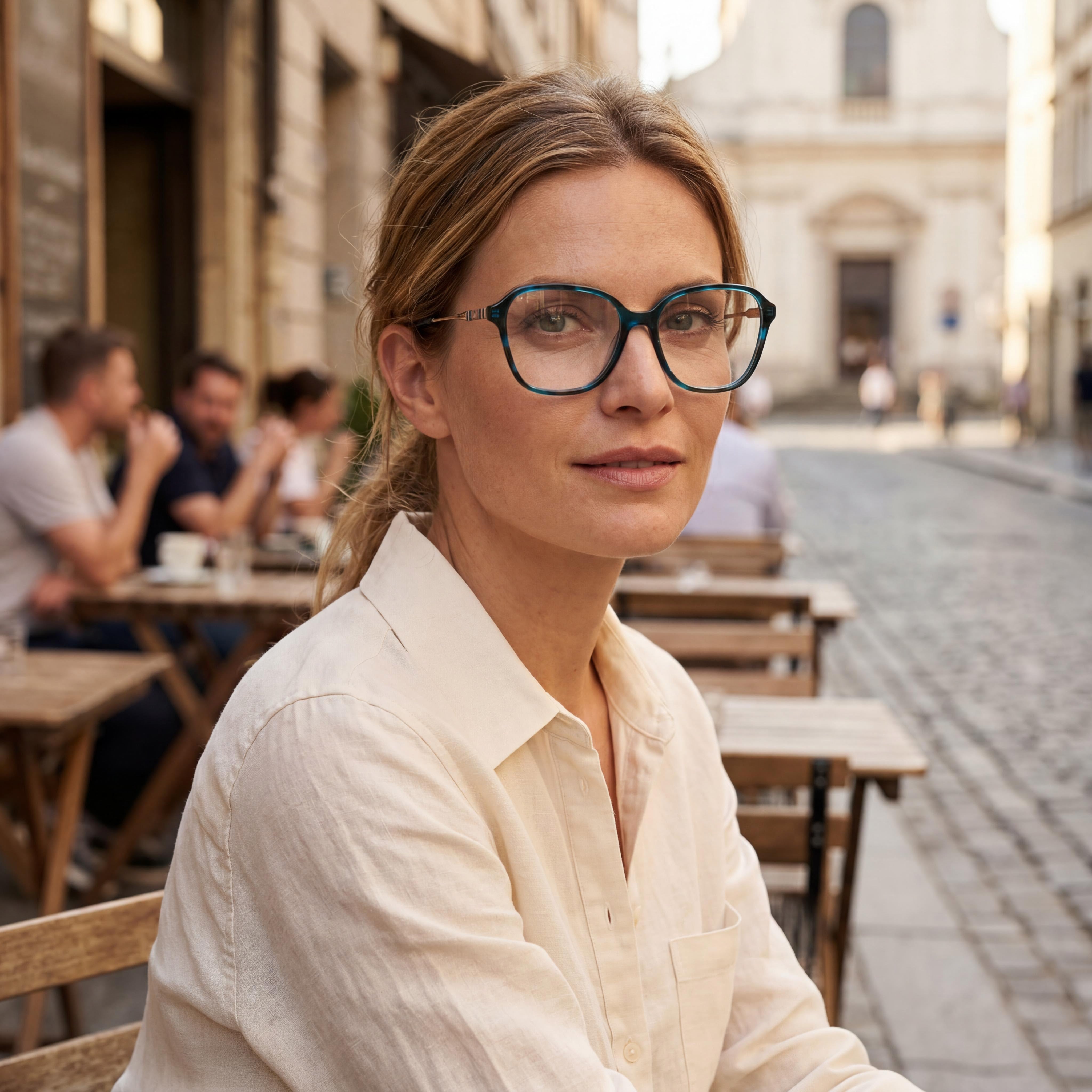 Carolina Herrera Modern Women's Acetate Frame Eyeglasses in Blue Havana, 55mm Lens, 16mm Bridge, 145mm Temples, Photo 3