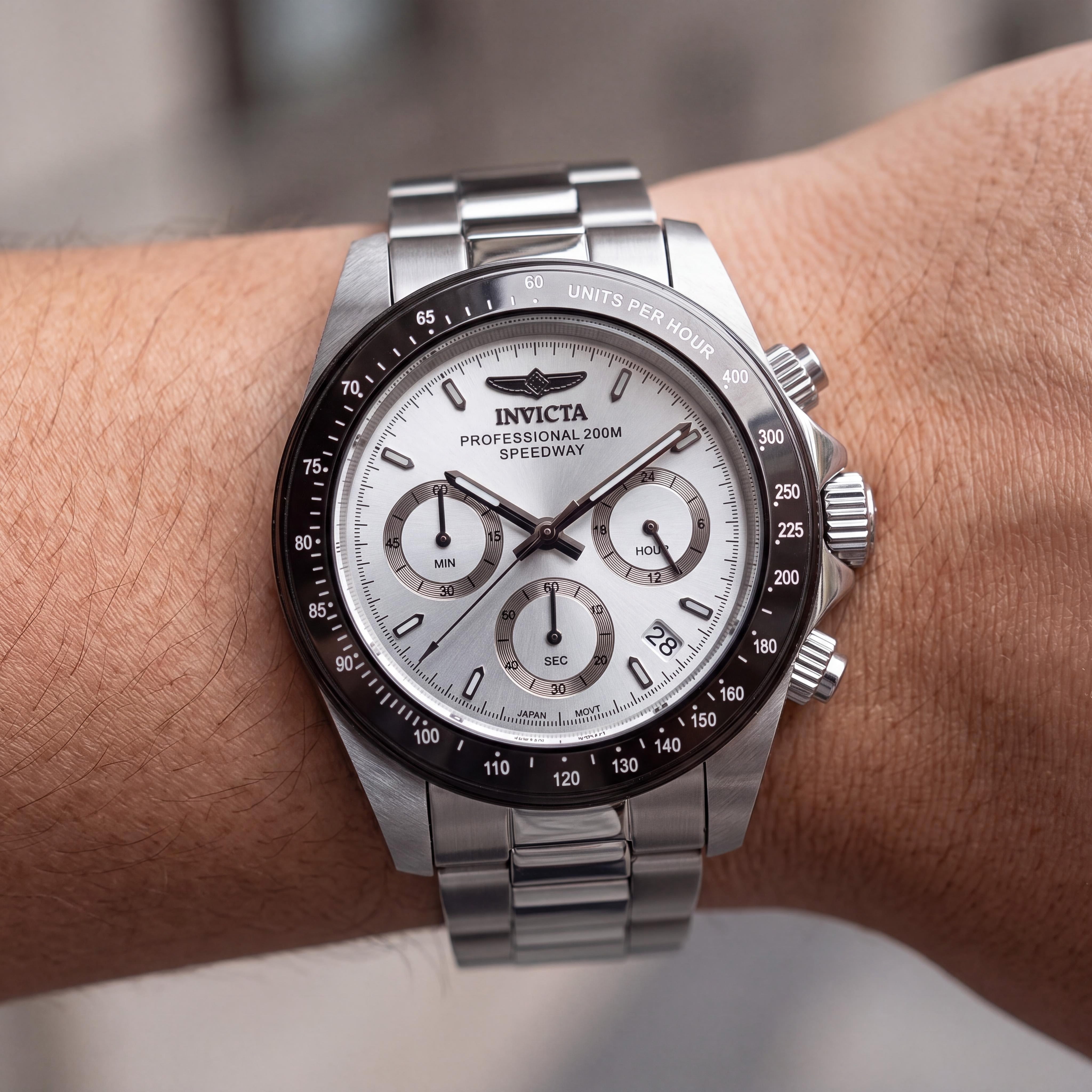 Invicta Speedway Colección Pulsera 26111 Unisex 39mm Acero Inoxidable Esfera Plateada Reloj Que Brilla En La Oscuridad, Photo 4