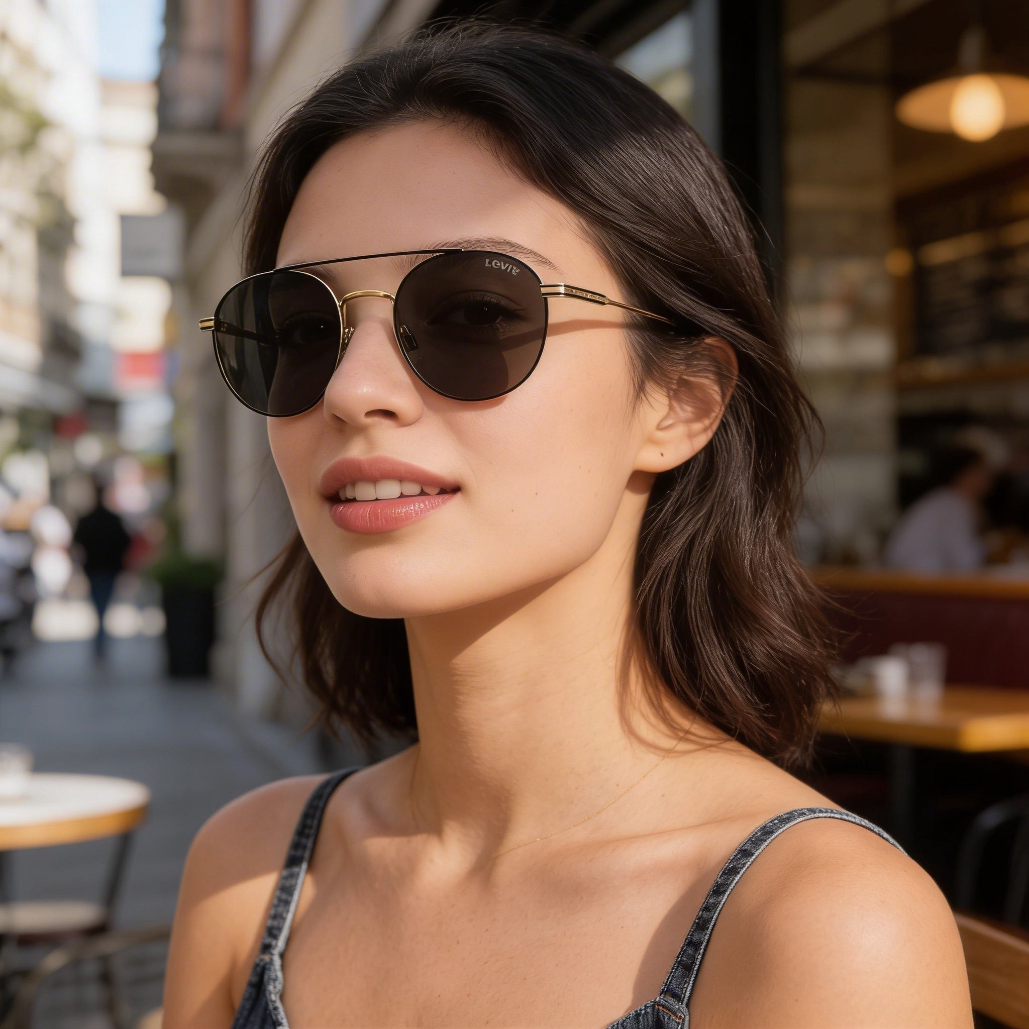 Gafas de sol unisex Levi's Lv 1013/S de acero inoxidable, redondas, doradas y sin polarizar, con protección UV, 54 mm, Photo 6