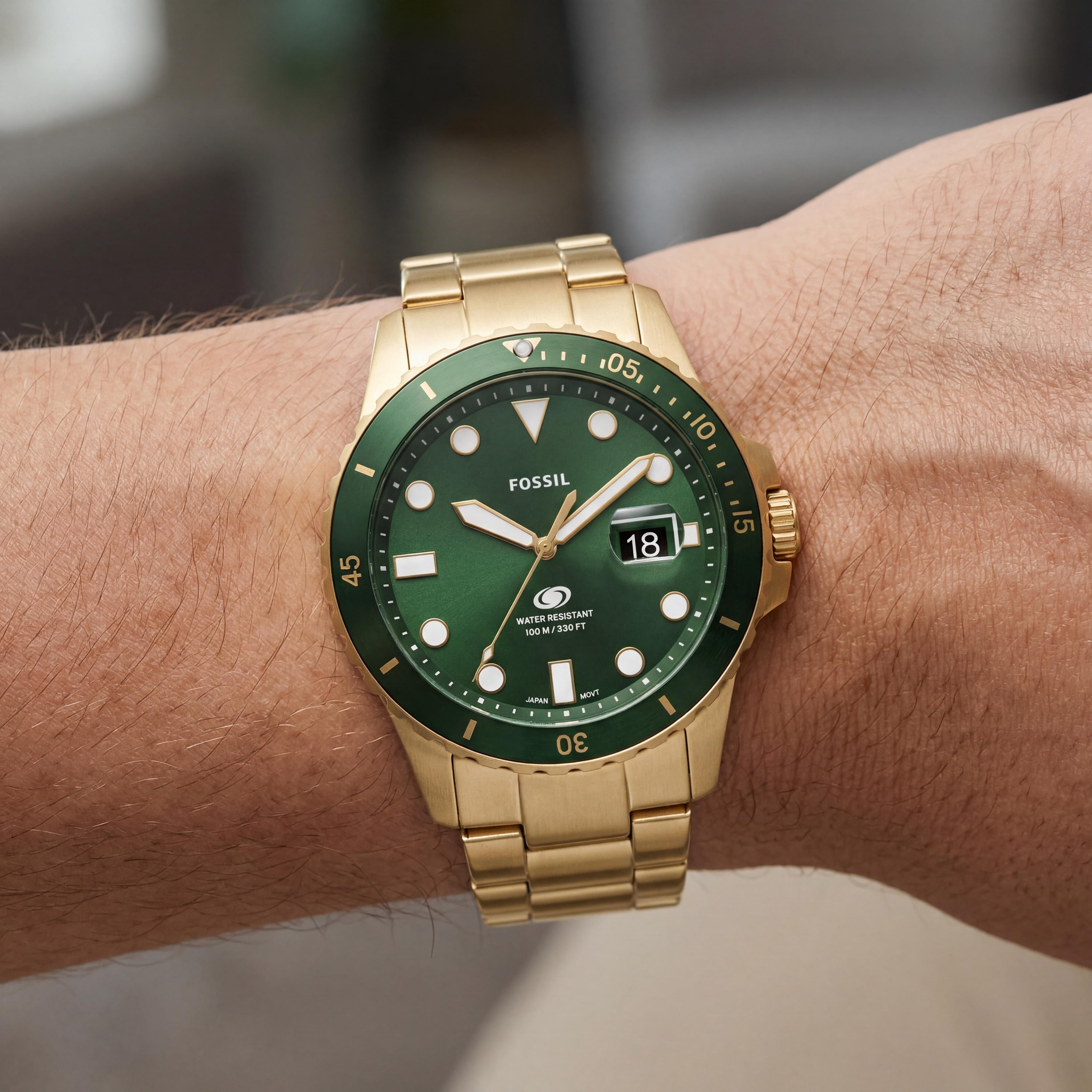 Fossil Fossil Blue Men's Gold Green Stainless Steel Quartz Watch, 42mm Case, 100m Water Resistant, Scratch-Resistant, Photo 4