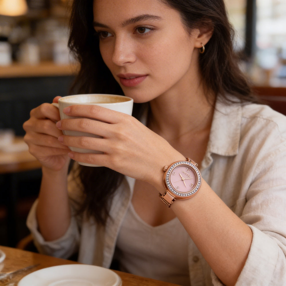 Reloj Invicta Mini 49933 unisex de 22 mm, caja de acero inoxidable, esfera oro rosa, cuarzo electrónico, resistente al agua