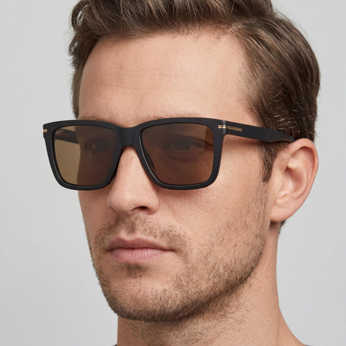 Gafas de sol rectangulares Hugo Boss y Expression Black Gold para hombre, 55 mm, Photo 4