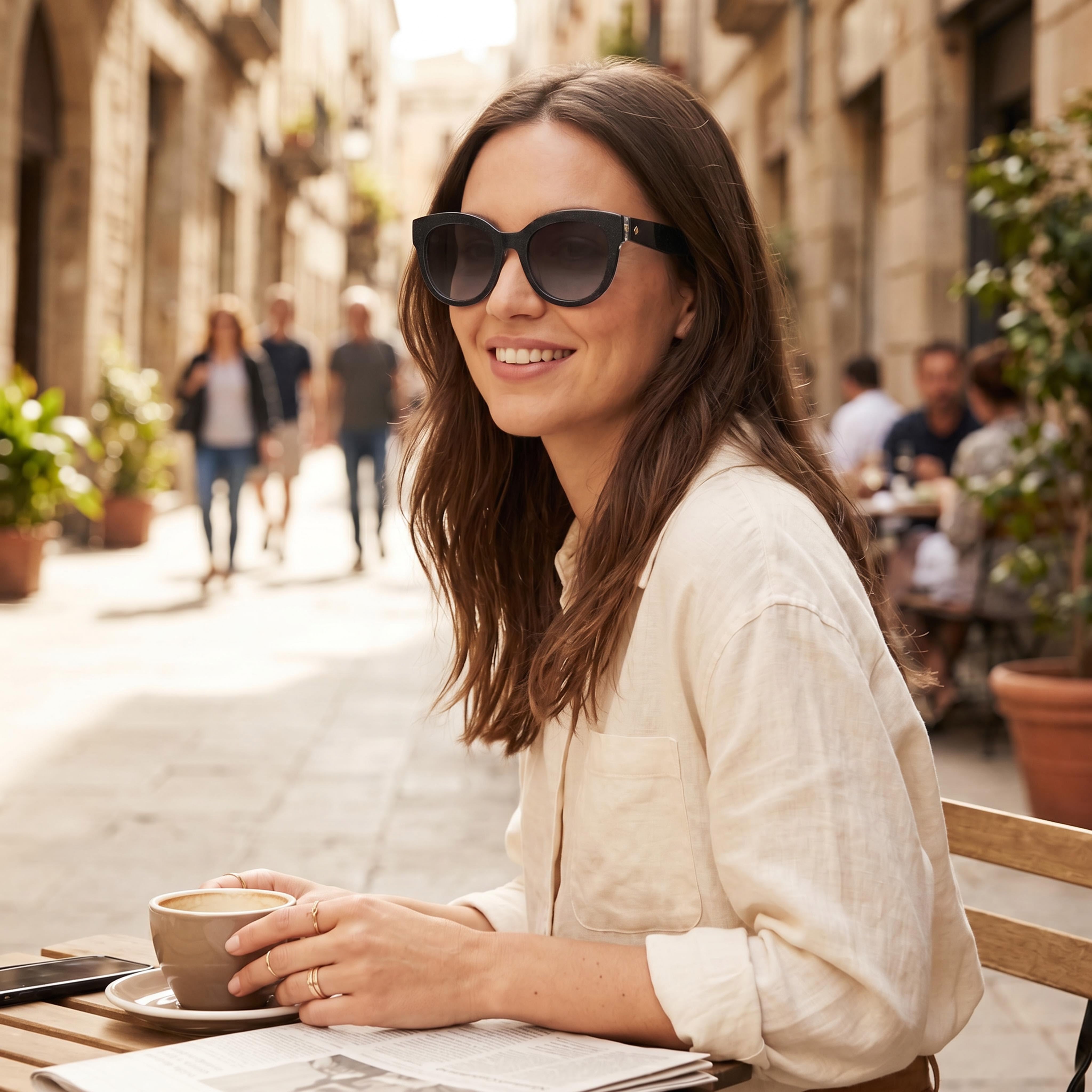 Gafas de sol de plástico negras y grises de temporada sin polarizar con protección UV de 54 mm para mujer de Kate Spade New York, Photo 5