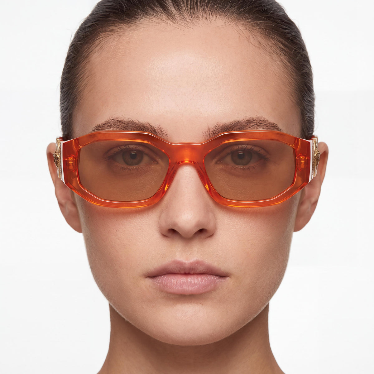 Versace Classic Unisex Transparent Papaya Light Brown Frame with Light Brown Lenses Injected Eyewear 53mm, Photo 3