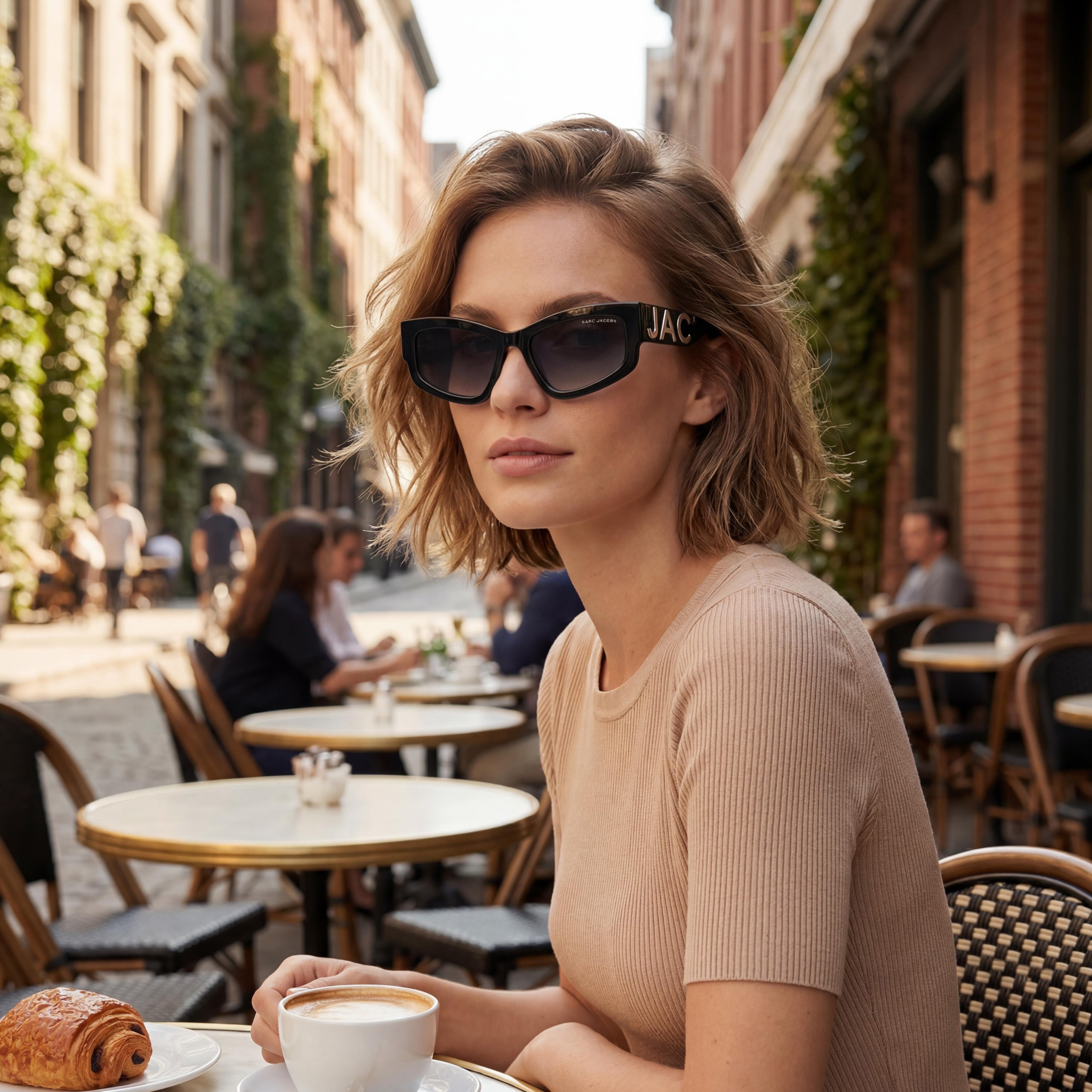 Gafas de sol rectangulares Marc Jacobs Modern MARC 796/S para mujer con protección UV, borgoña beige/gris oscuro, 55-19-145, Photo 6