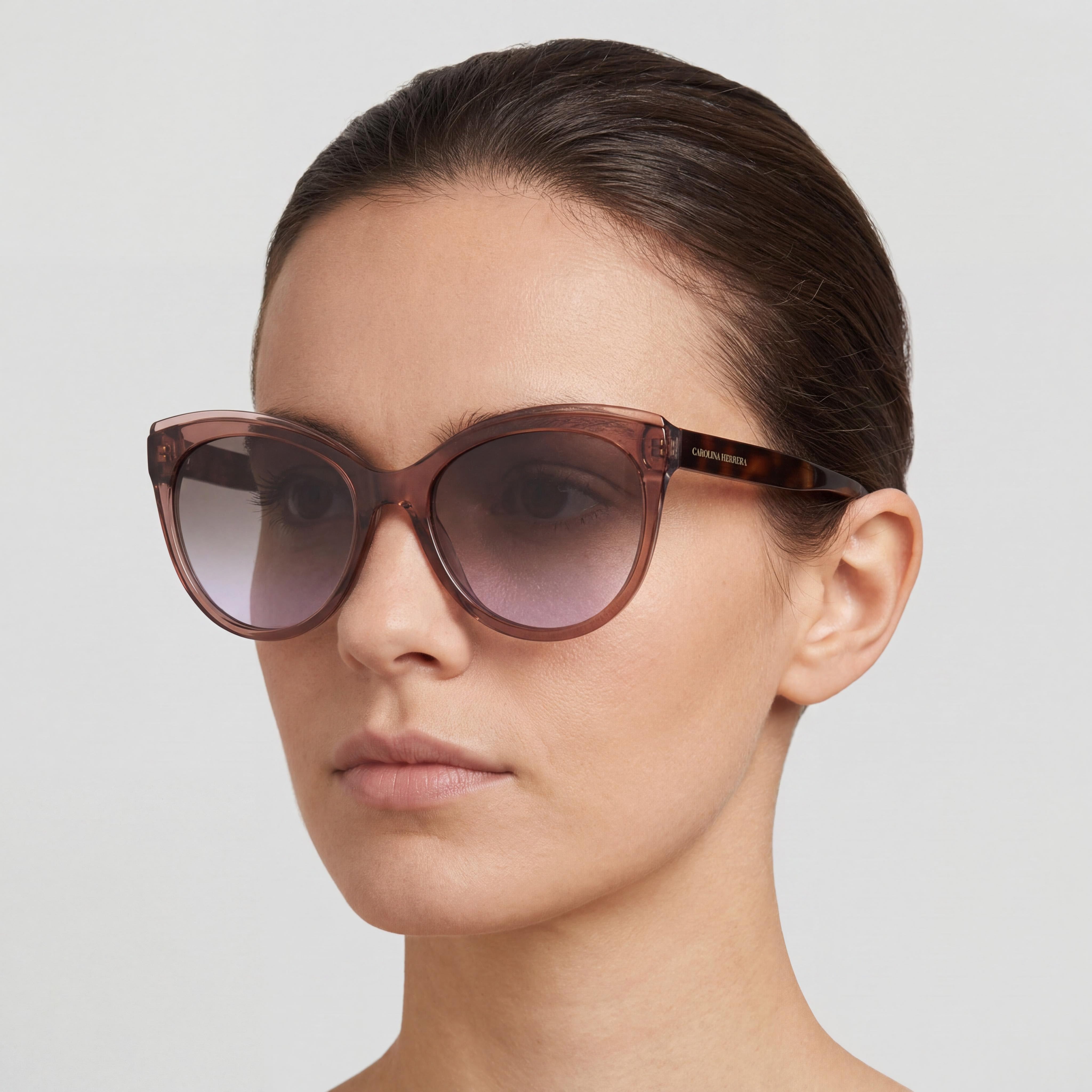 Gafas de sol ligeras de acetato con montura marrón grisácea para mujer Carolina Herrera Essential, aptas para lentes graduadas, 57 mm, Photo 4