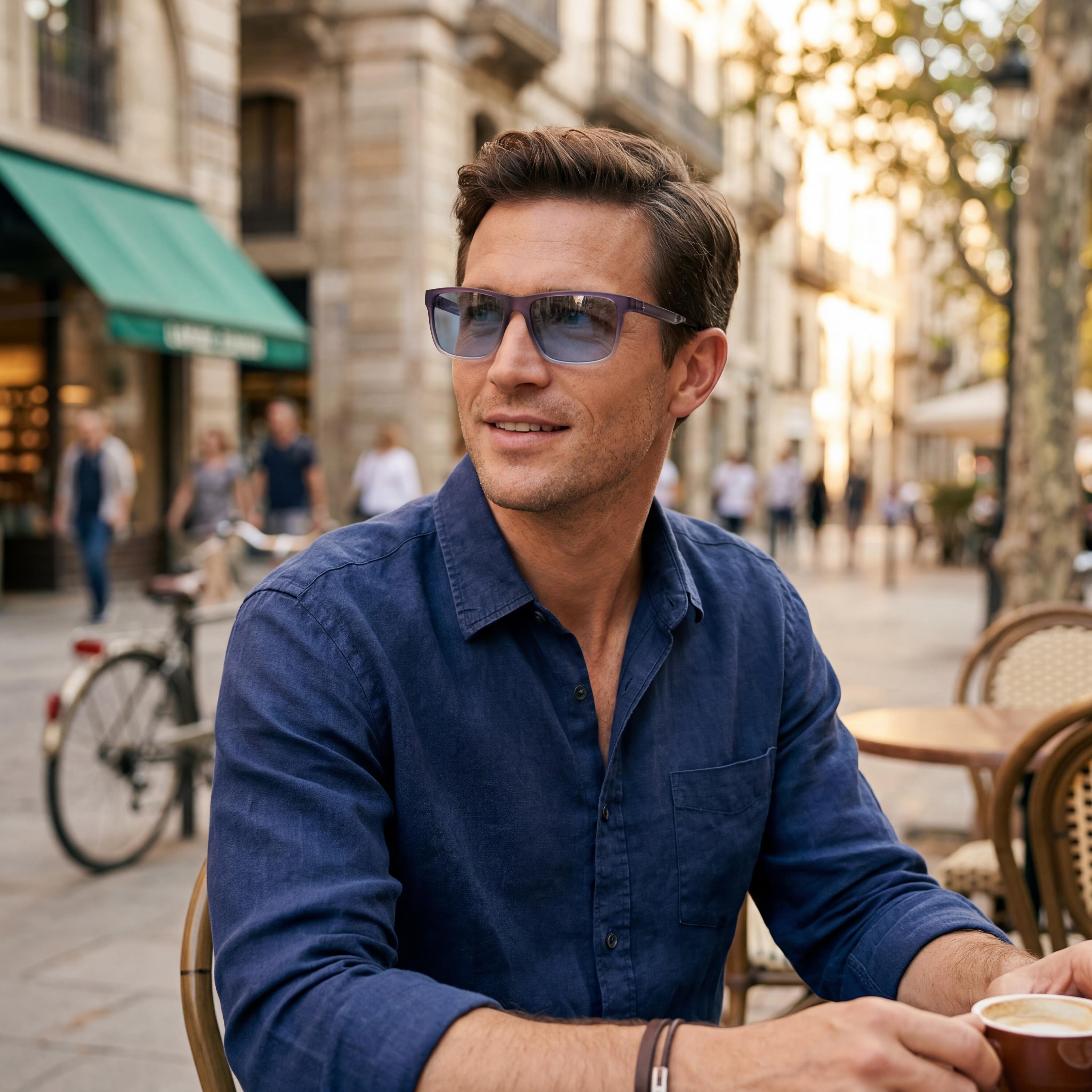 MARCOLIN USA, INC Men's Lightweight Ultem Blue Frame Smoke Polarized 100% UV Protection Anti-Reflective Sunglasses, Photo 5