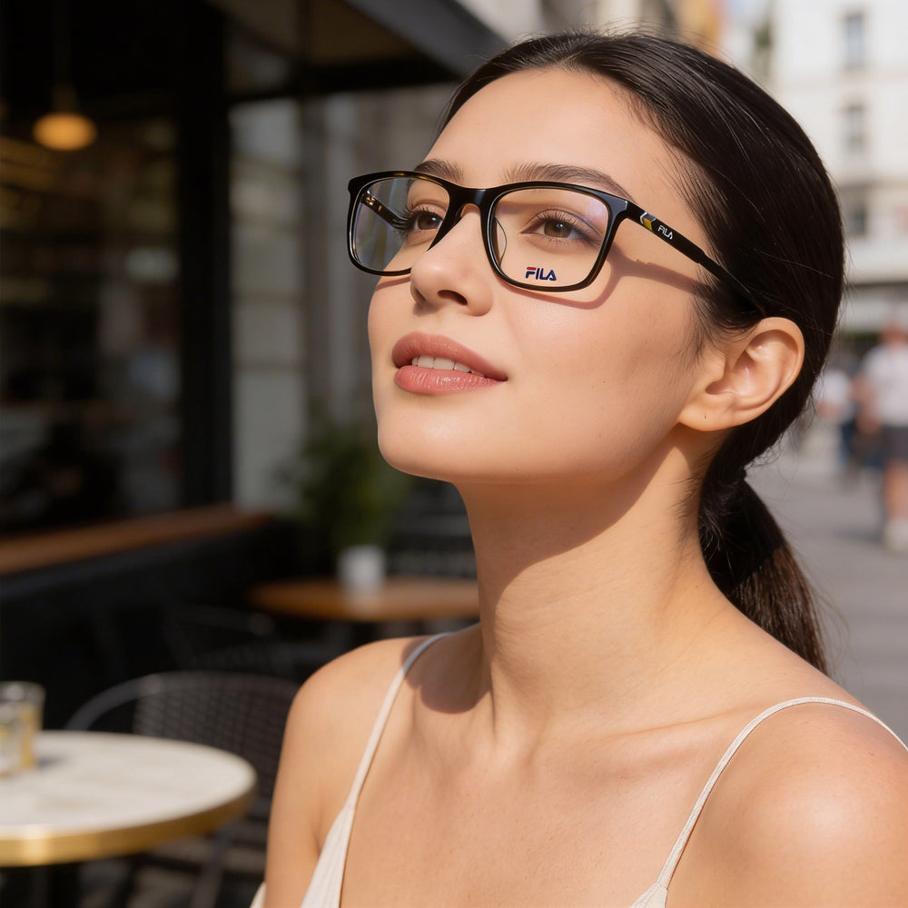 Gafas de sol unisex FILA de montura completa de acetato Havana oscuro y montura de metal con lentes de policarbonato Havana de 53 mm