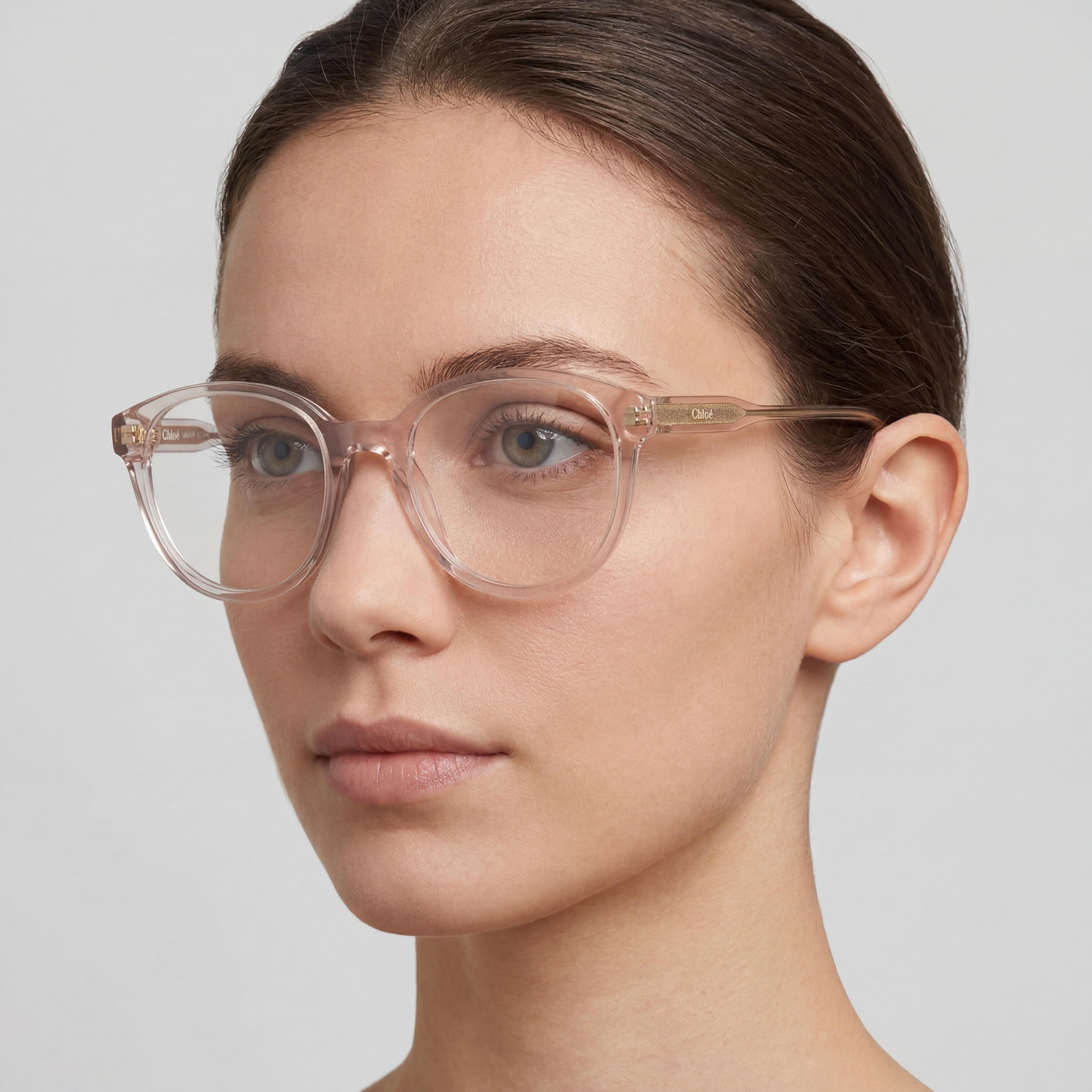 Gafas de vista Chloe CH0127O 004 para mujer, montura completa ovalada de acetato rosa transparente, lentes transparentes, 51 mm, Photo 4
