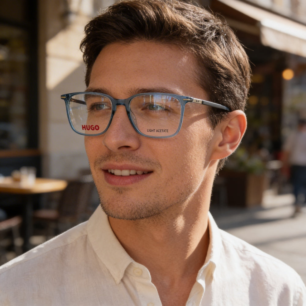Gafas de sol HUGO Modern Hg 1271 para hombre con montura de magnesio azul y lentes de policarbonato, ancho de lente: 52 mm