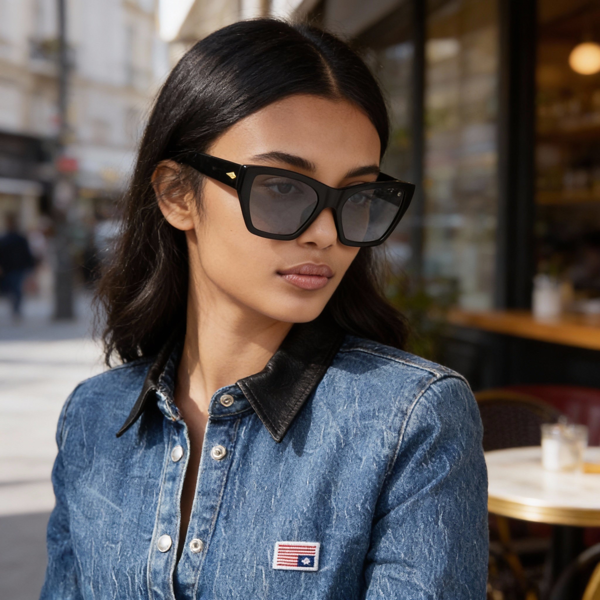 rag & bone Classic Women's Sunglasses with Black ECO PMMA Frames, Featuring UV Protection, 54mm Lens Width, Photo 3