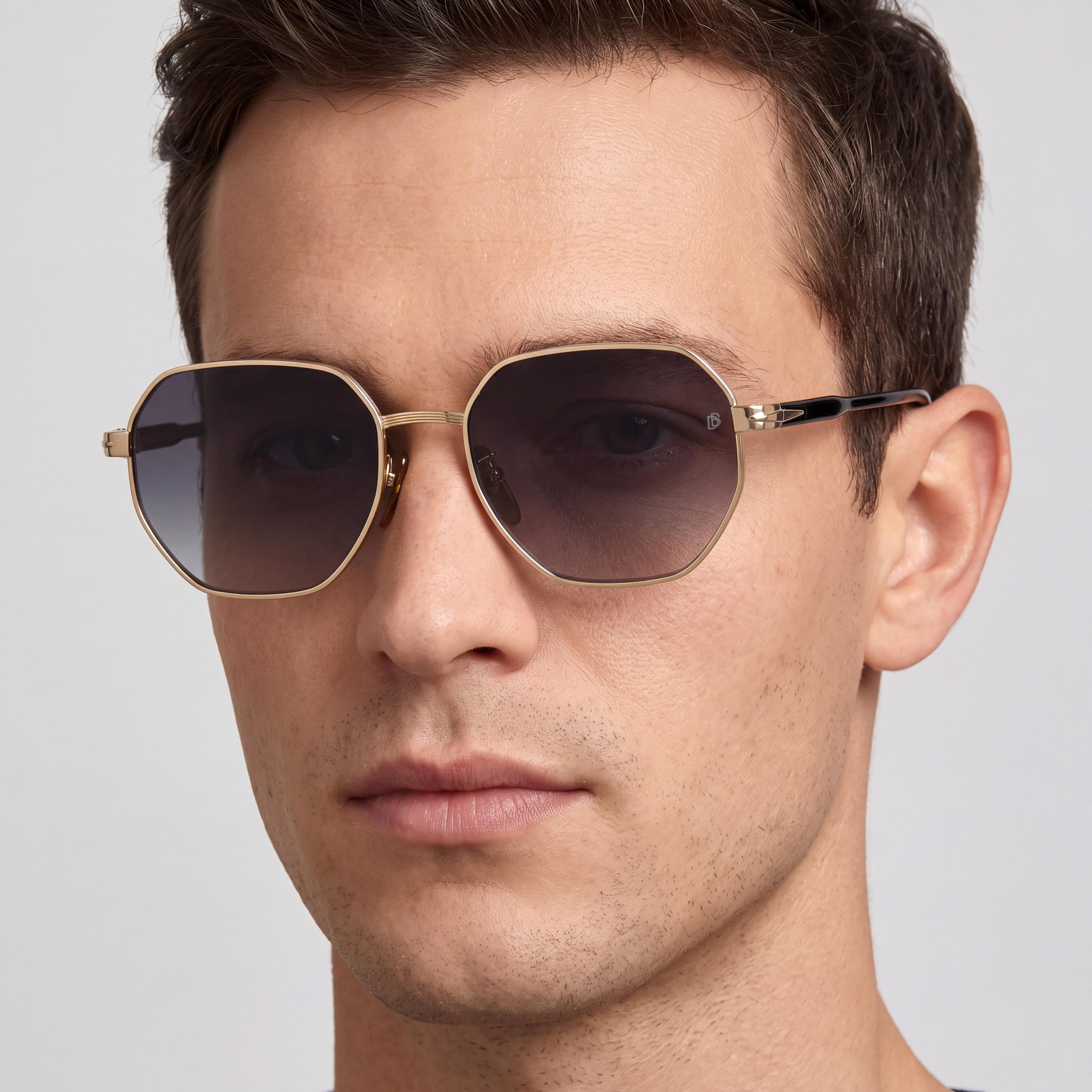 Gafas de Sol Beckham DB 1162/F/S para Hombre, Doradas, Negras, de Acetato, Rectangulares, Geométricas, No Polarizadas, 56mm, Photo 5