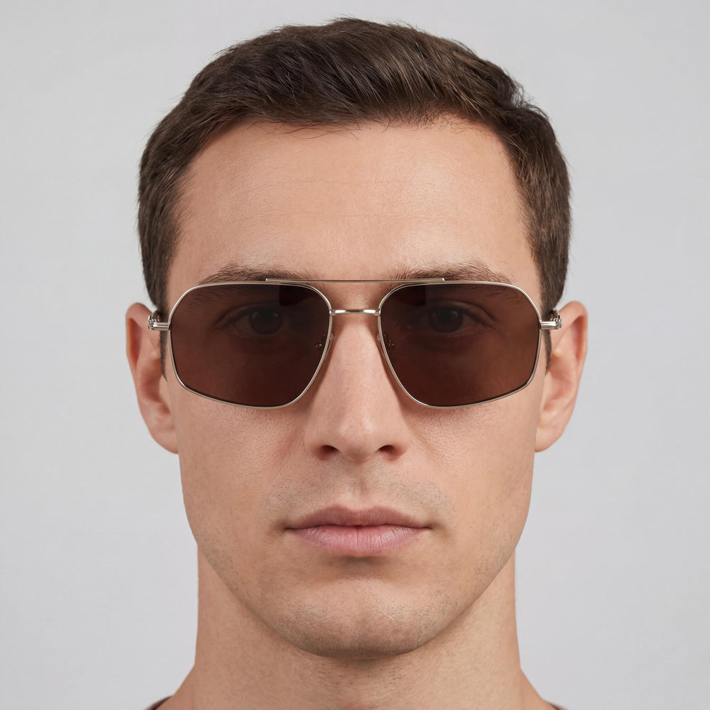 Gafas de sol Salvatore Ferragamo SF313S para hombre, montura de acetato oro/marrón, lentes de policarbonato, protección UV, 58 mm